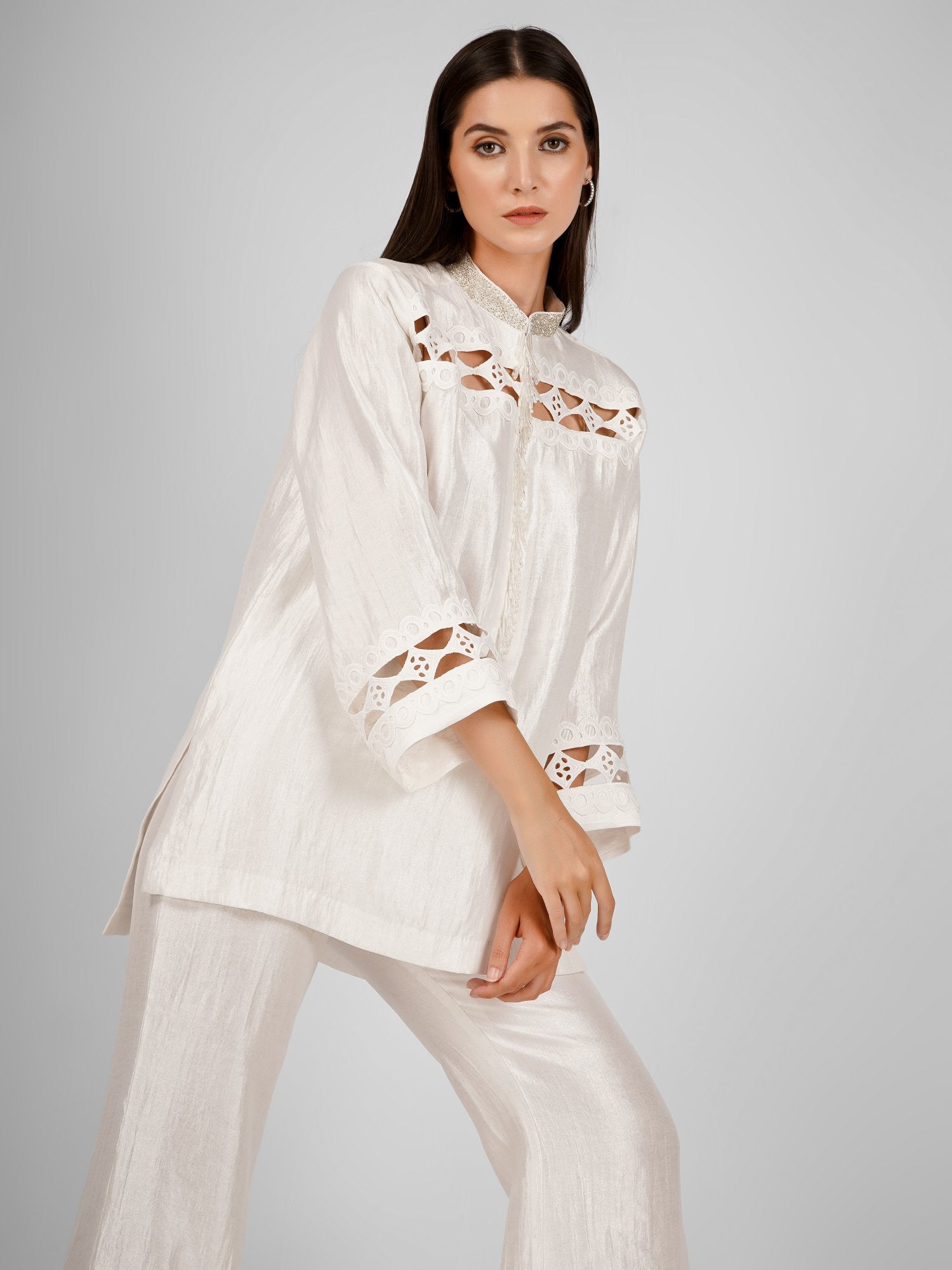 Ivory Linen Lace Co-Ord Set