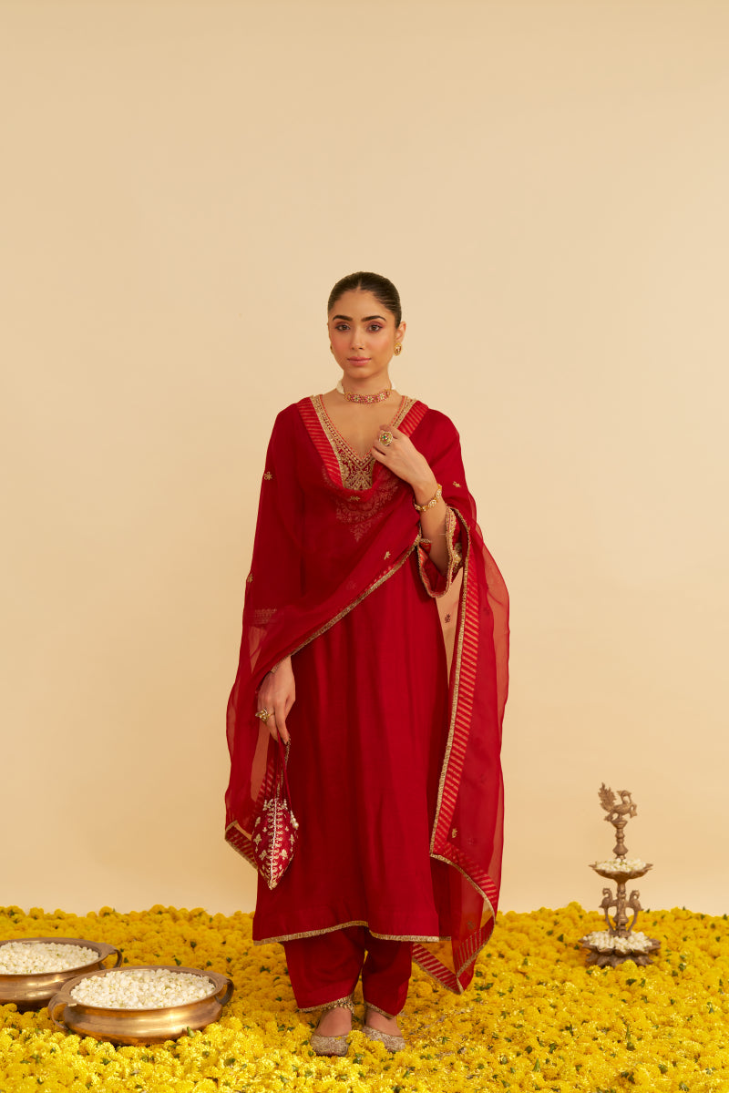 Haayat-Long Kaftan With Salwar And Dupatta