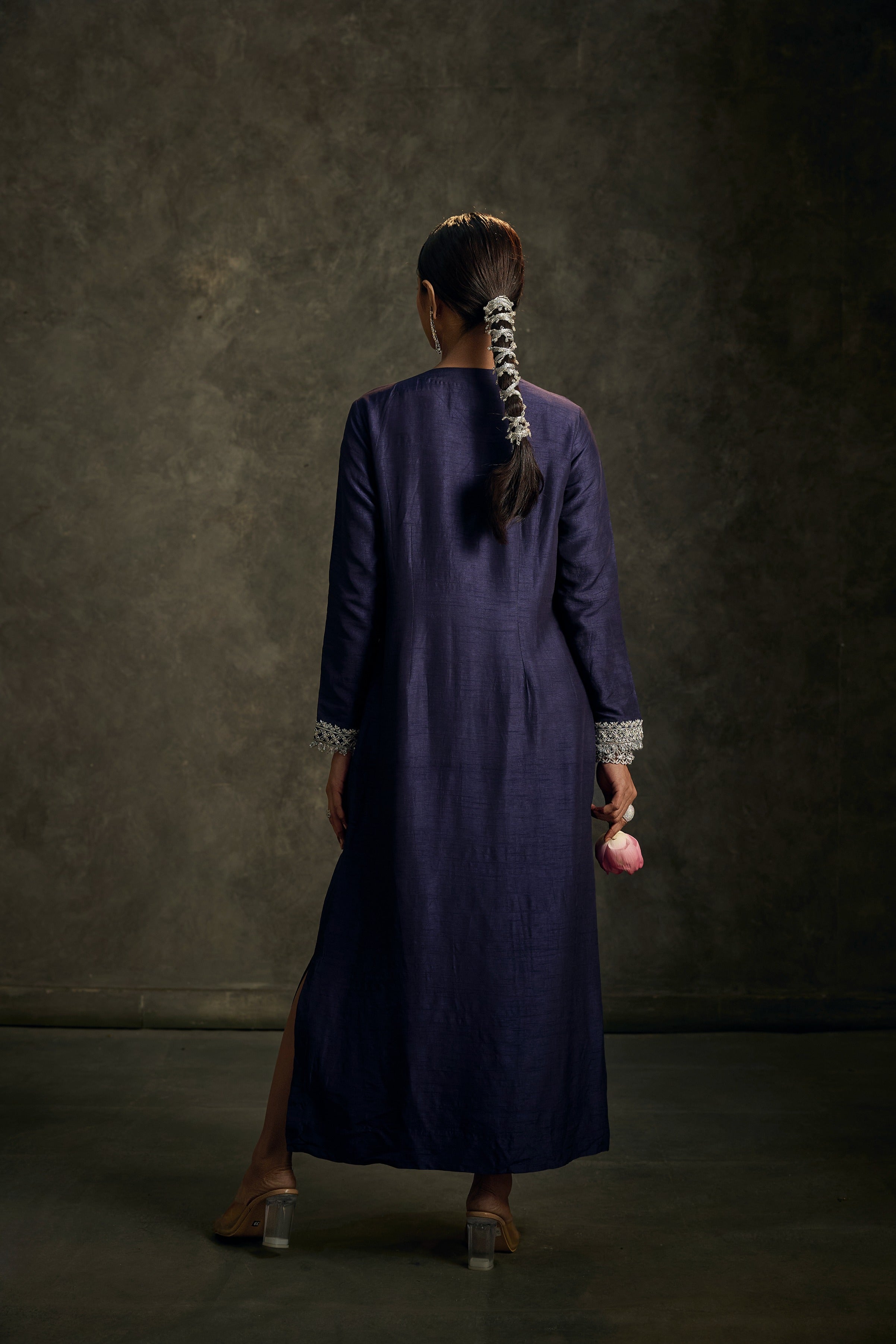 Hoorvia -Midnight Indigo Embroidered Kurta Dress