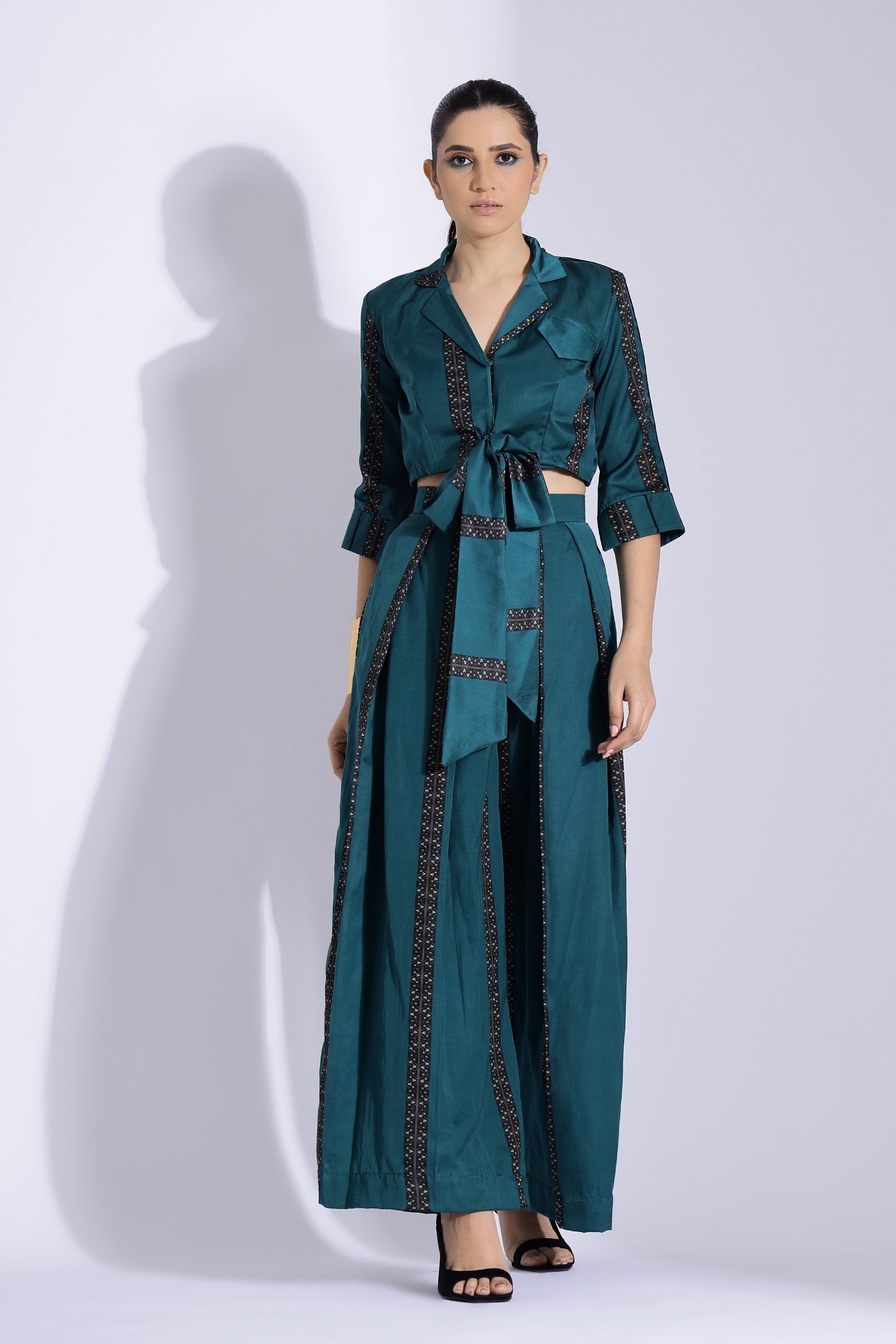 Knot Shirt And Pleated Pants