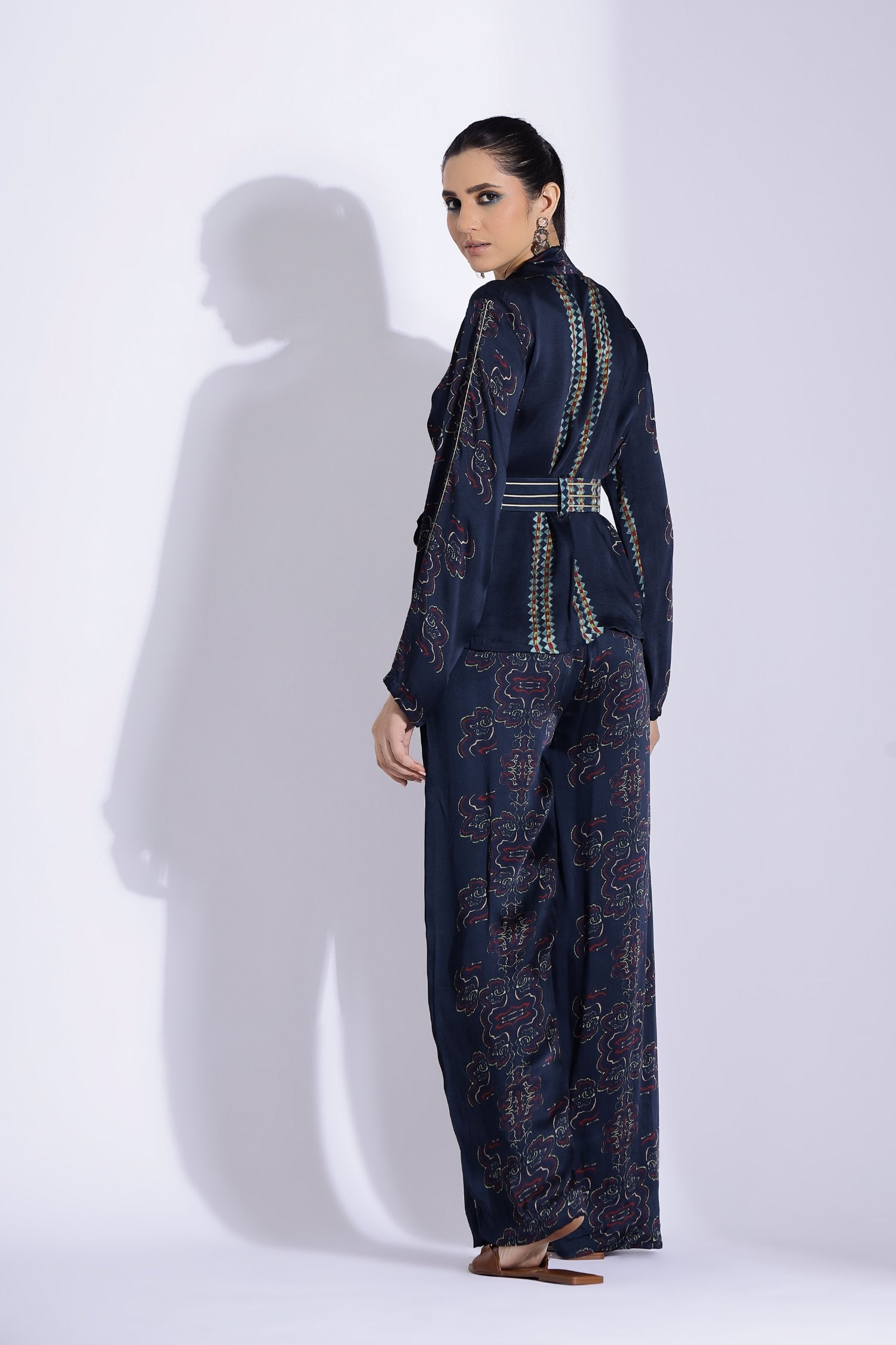 Belted Jacket And Straight Pants