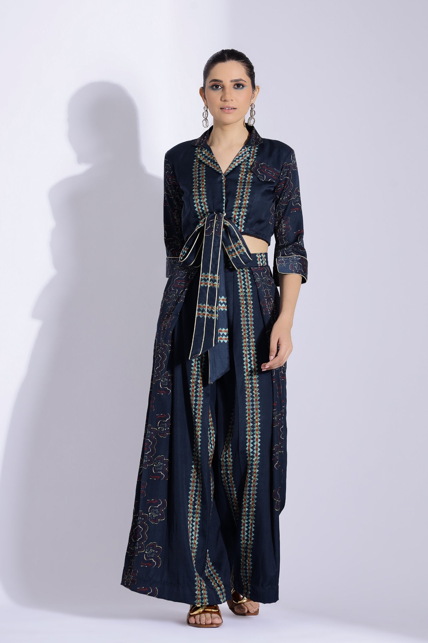 Knot Shirt And Pleated Pants