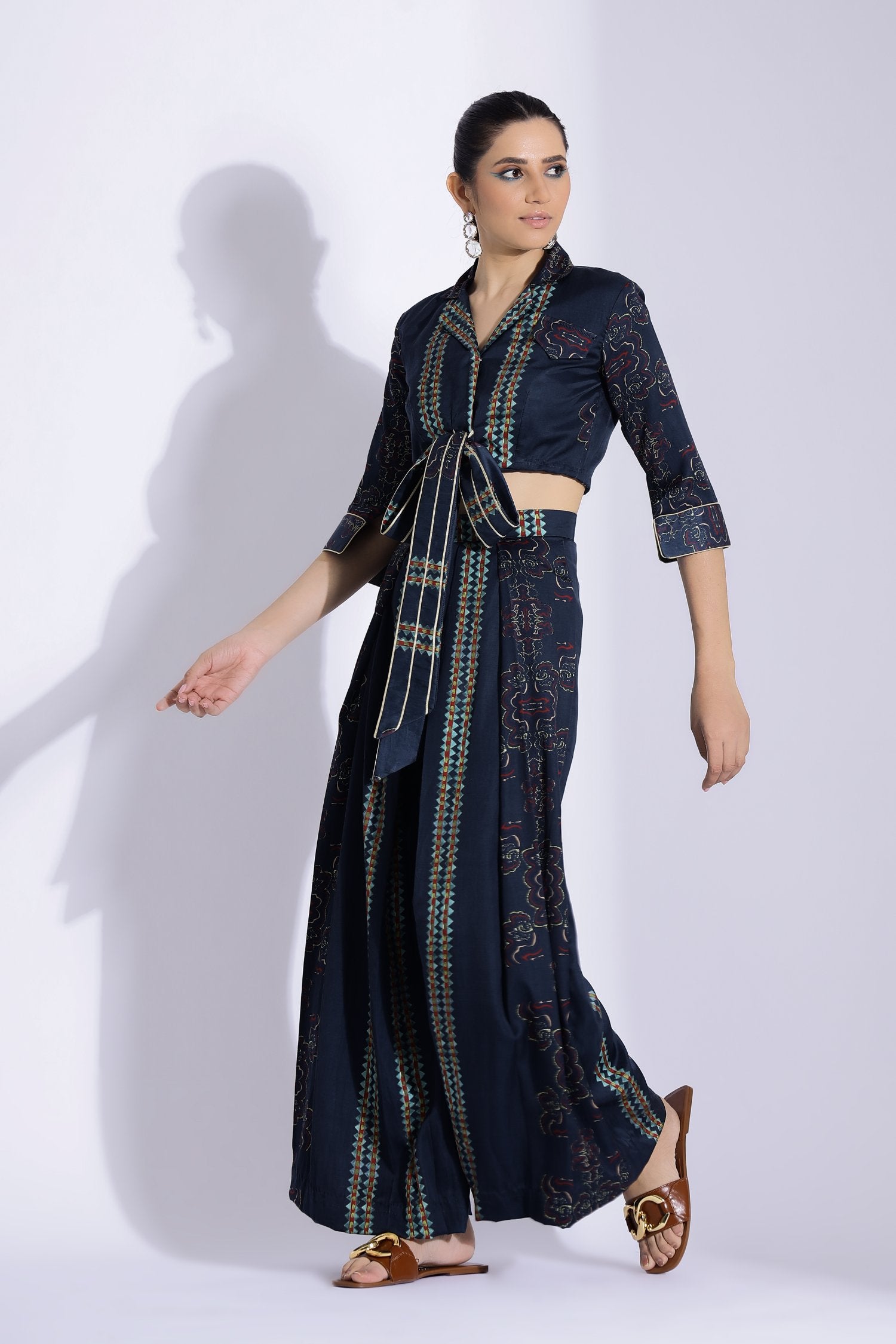 Knot Shirt And Pleated Pants