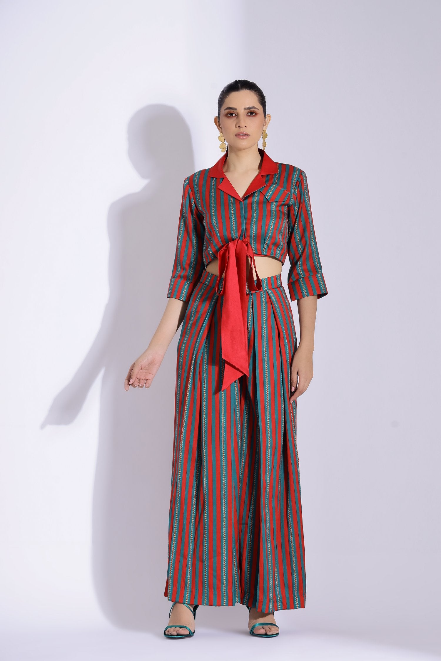 Knot Shirt And Pleated Pants