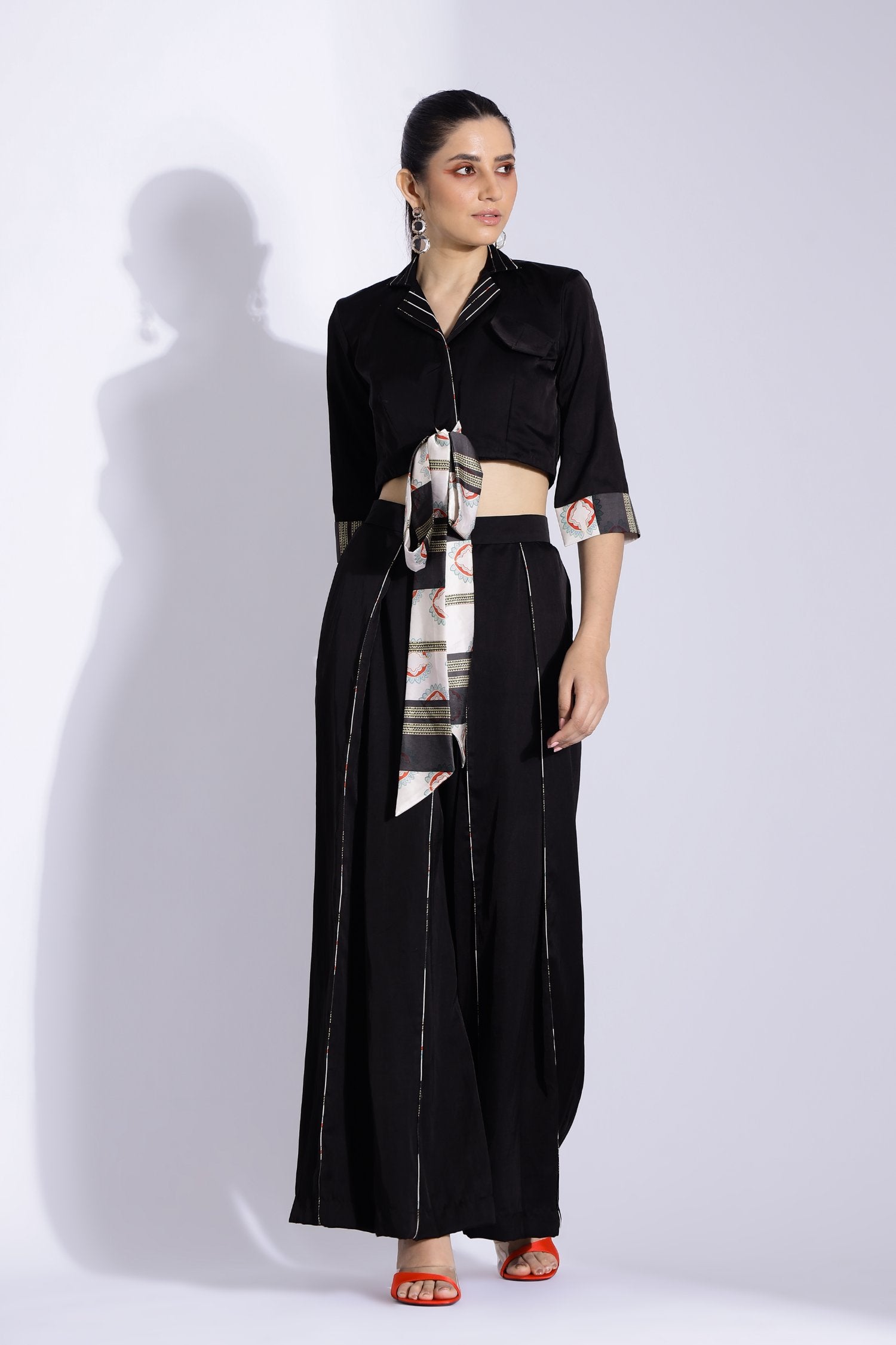 Knot Shirt And Pleated Pants