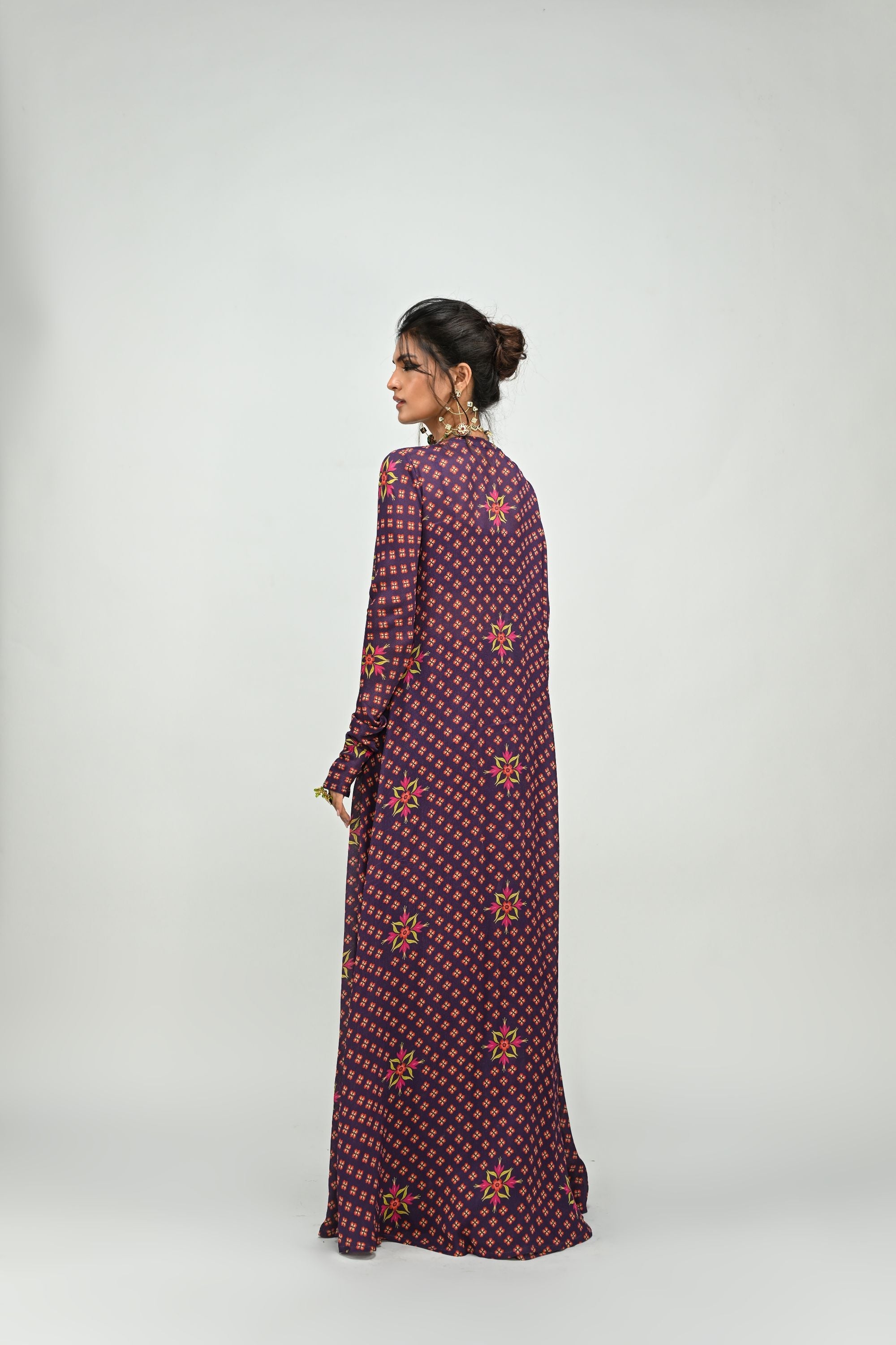 Plum Sharara Bralette Jacket Set