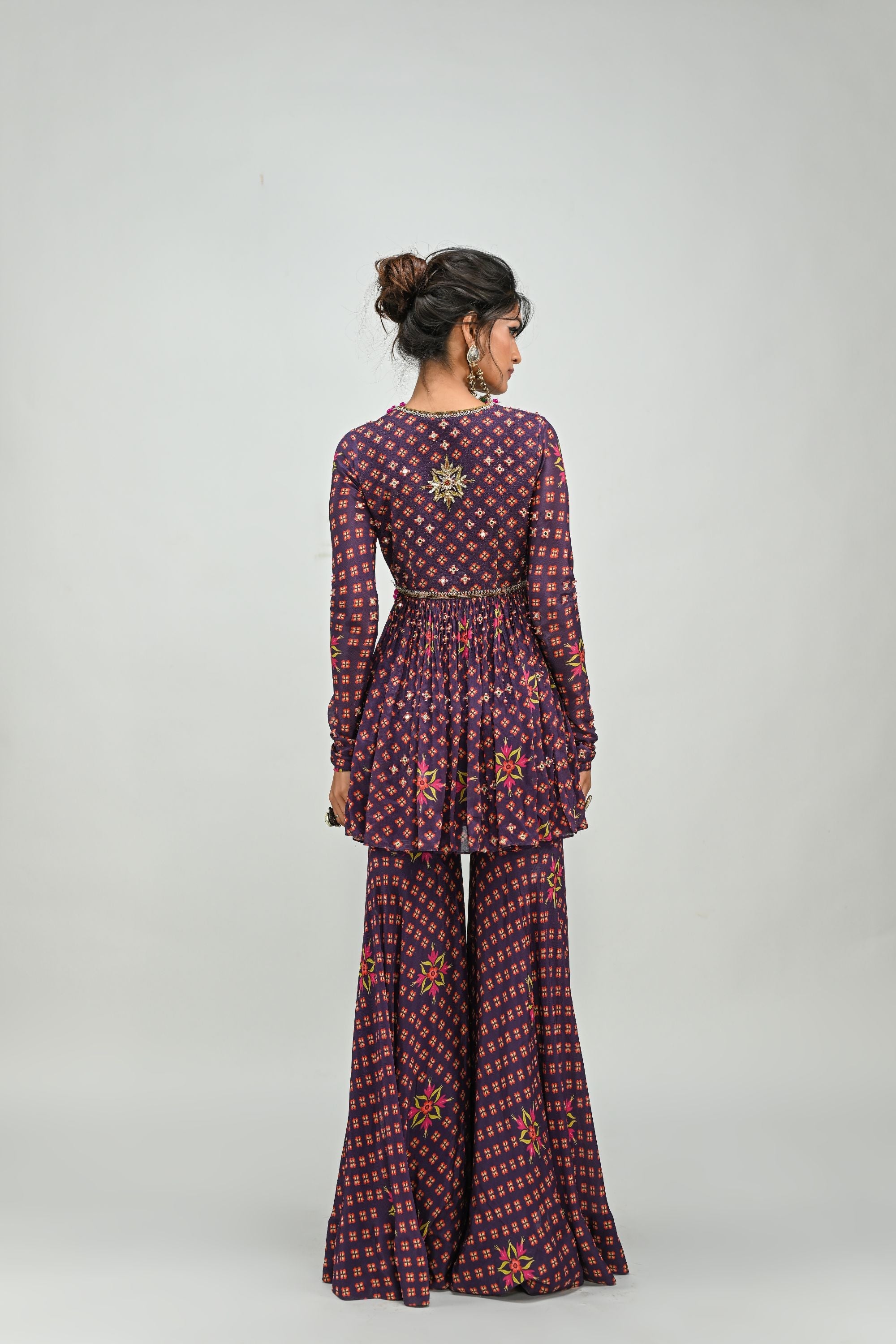 Plum Sharara Top Set