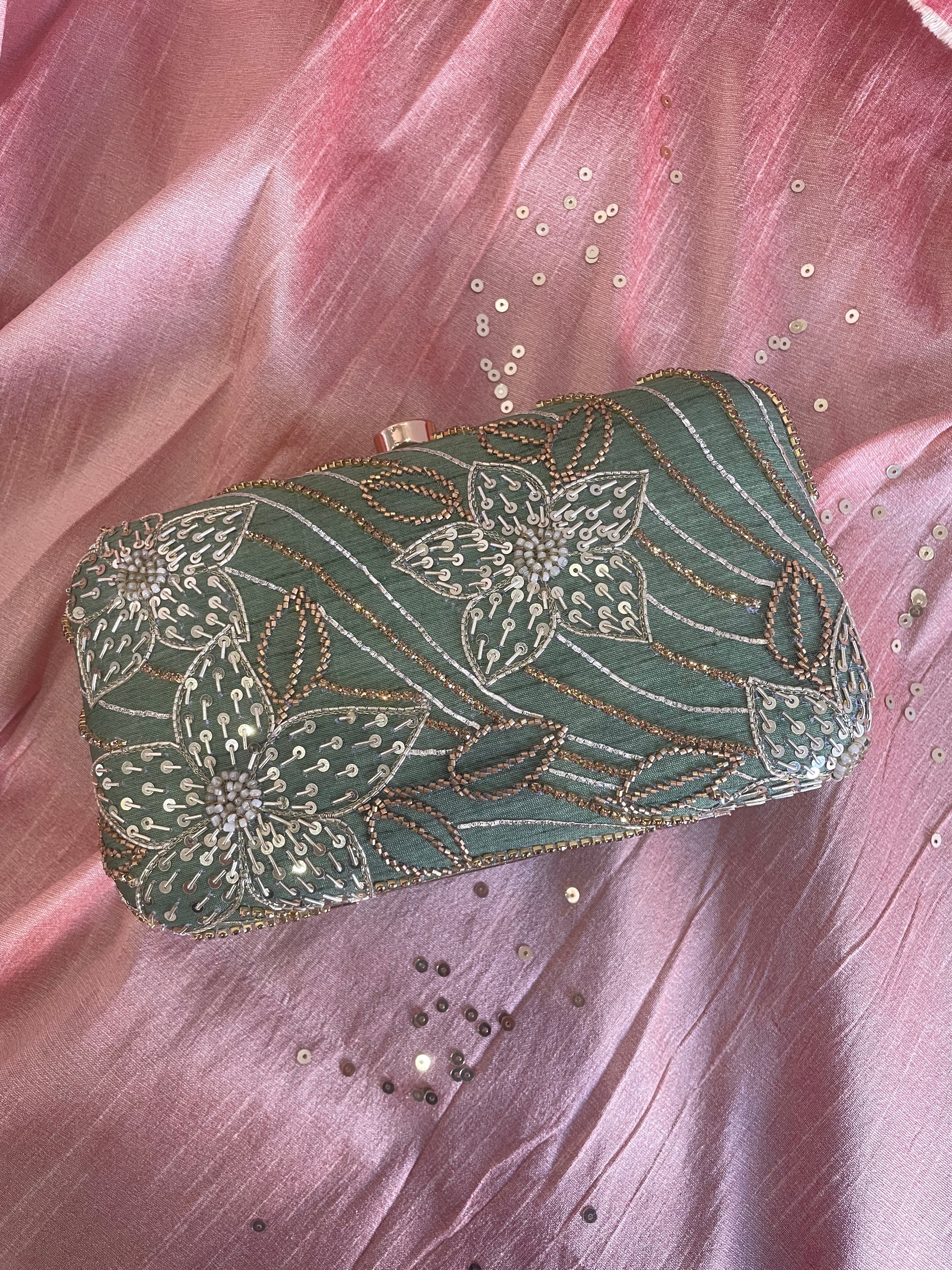 Fusion Zardozi Floral Clutch Bag