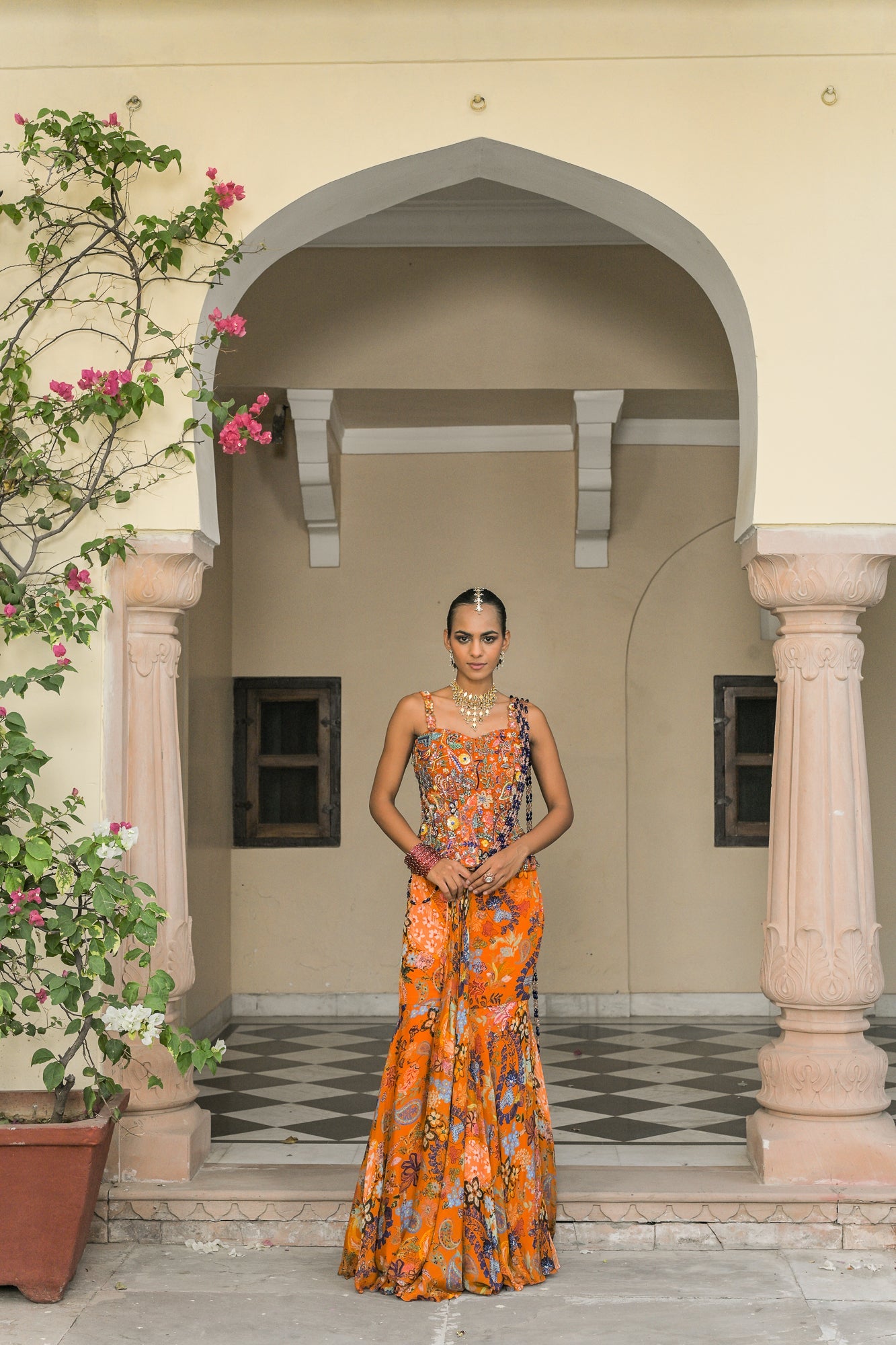 AMBER BLOOM CORSET + TASSLE PALLA PRESTICHED SAREE