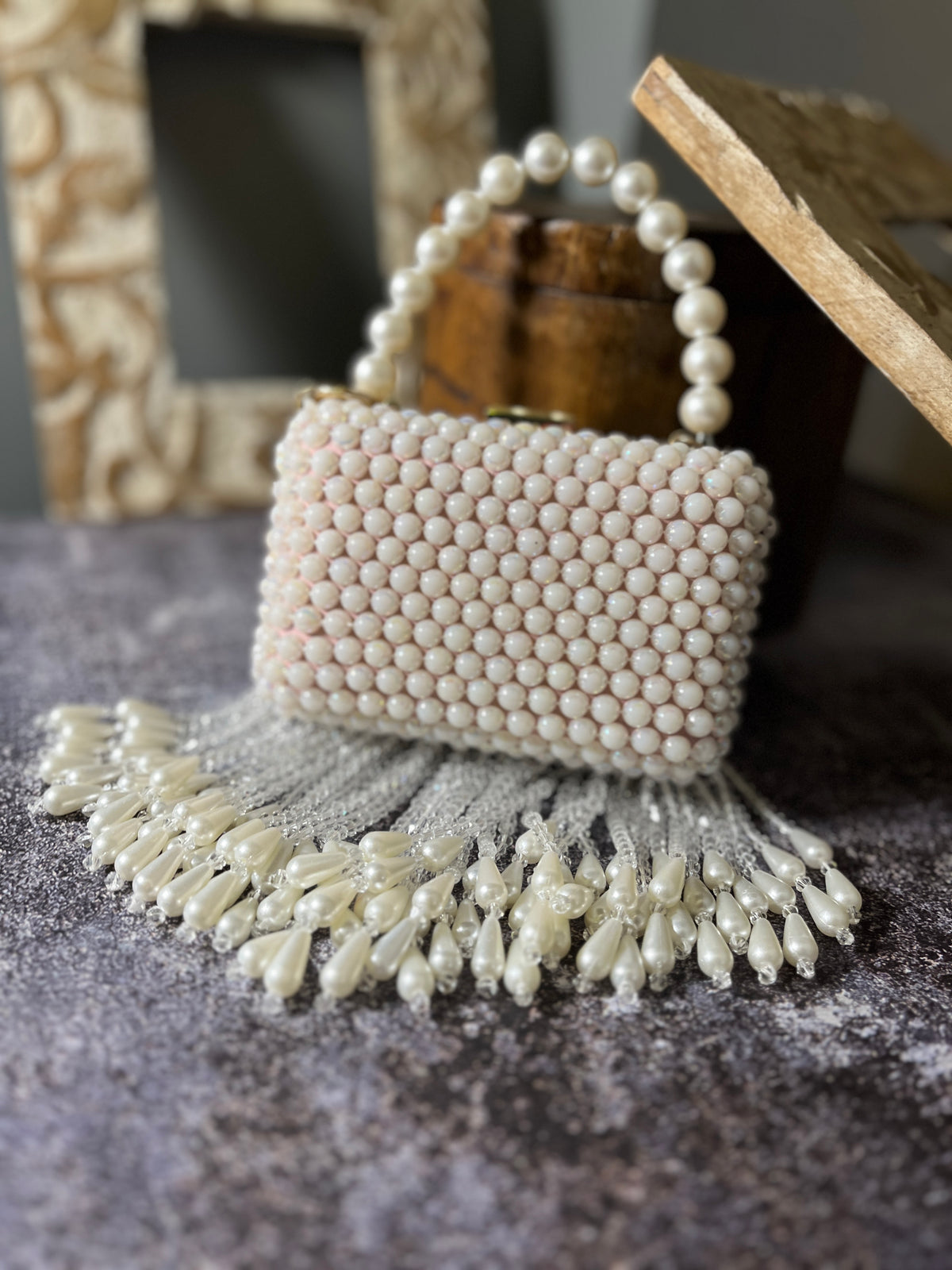 Rectangle Pearl Tassle