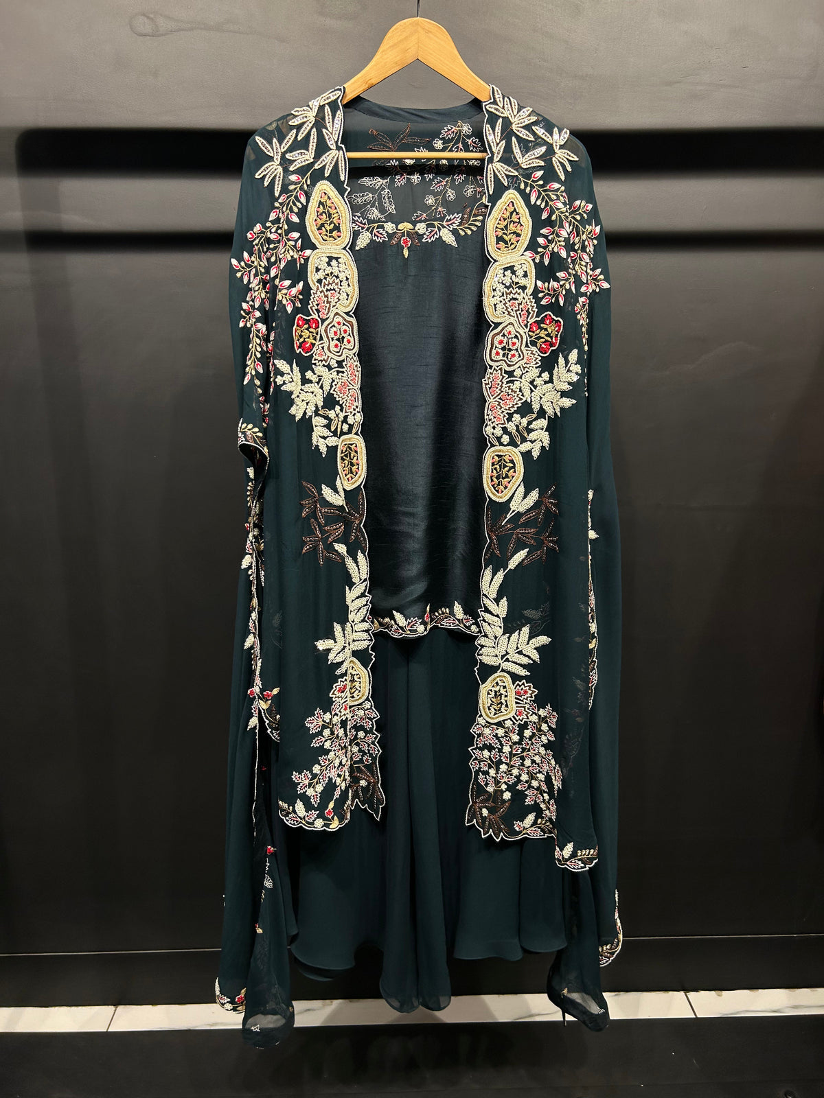 Heavy Embroidered Cape Set