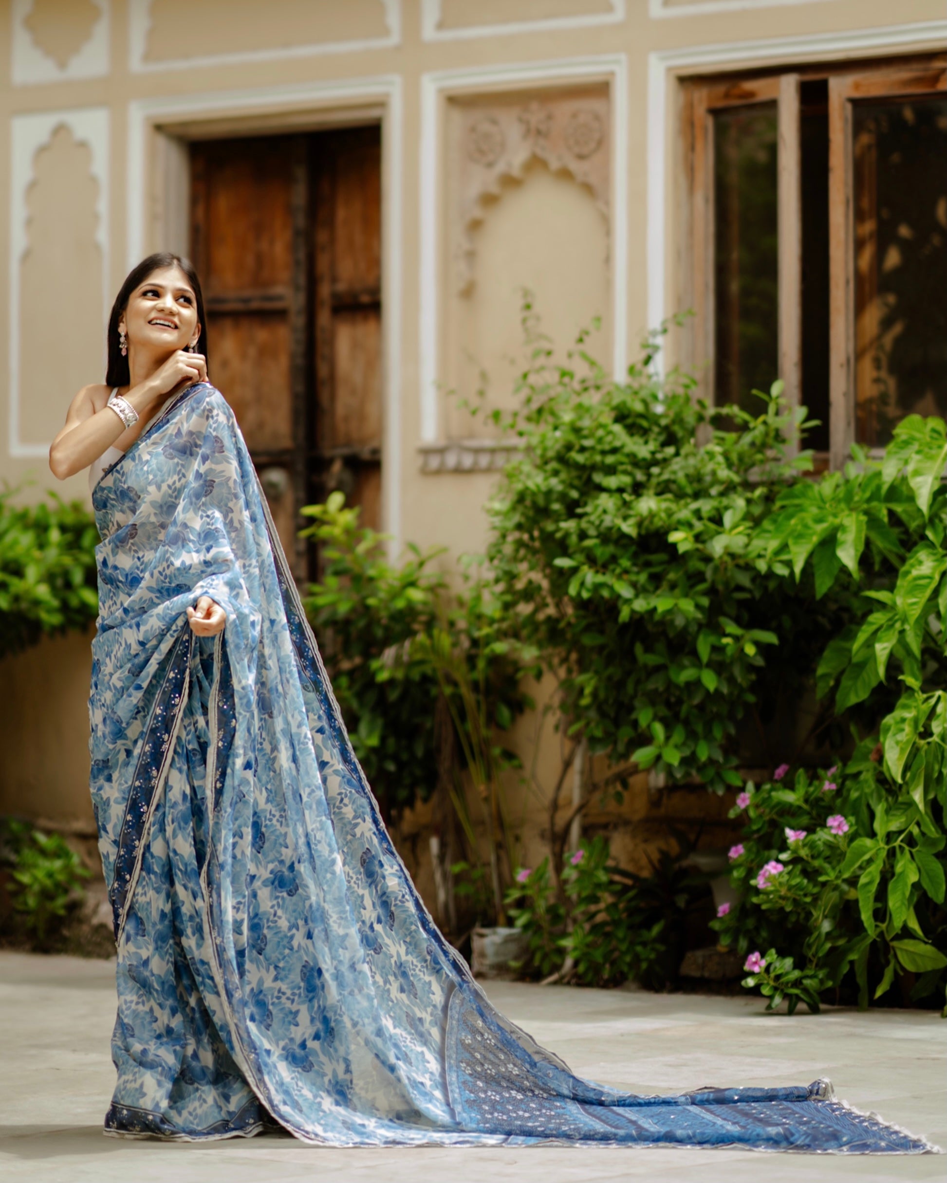Noori Blue Ready Saree with Blouse