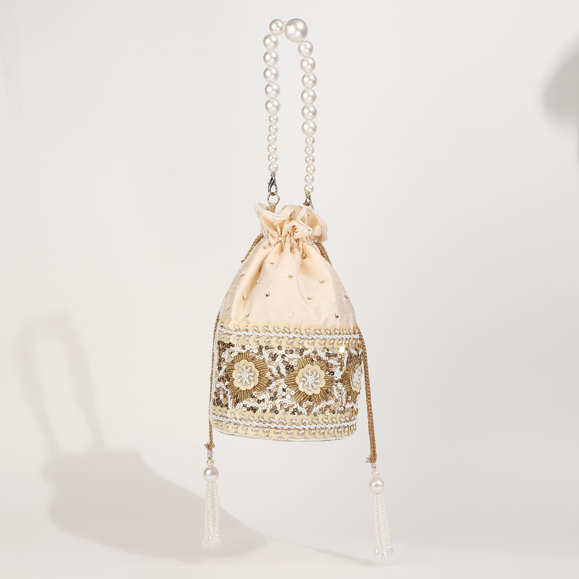 THE TAN CLAN Ama Potli Bag with Pearl Handle