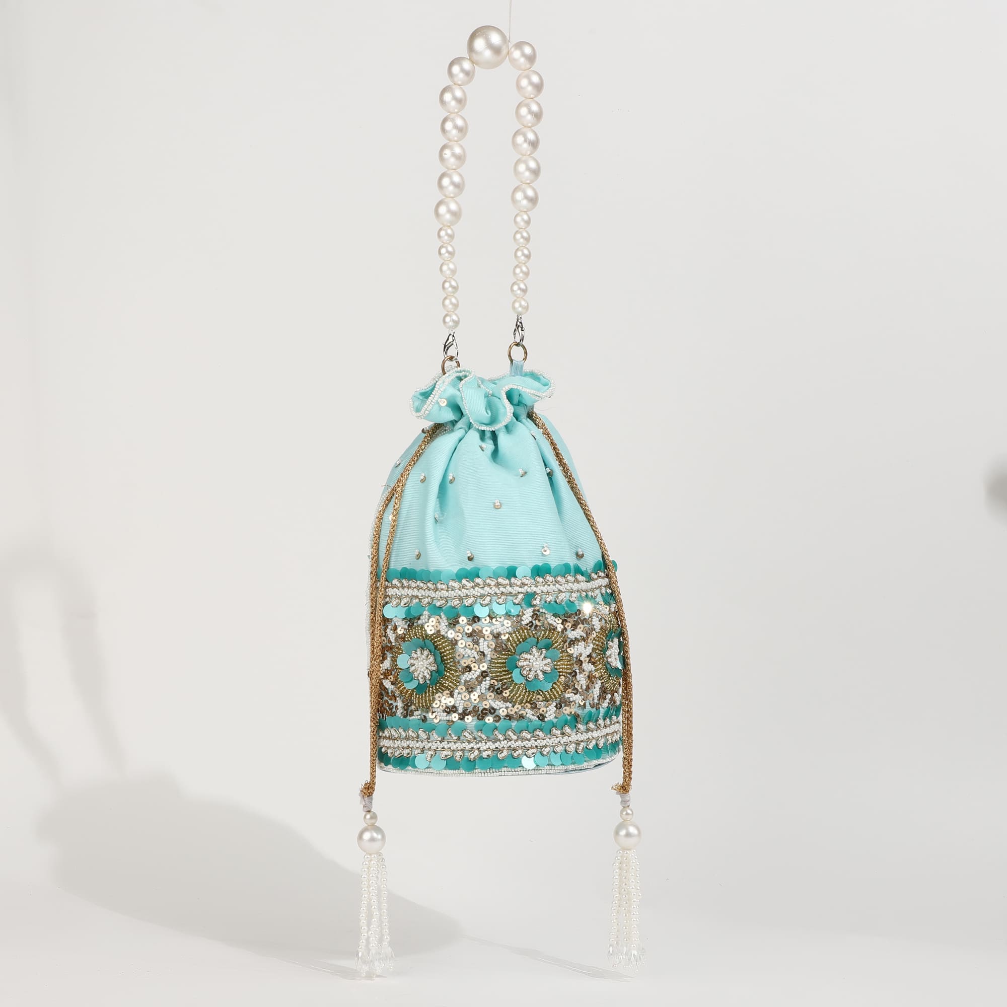 THE TAN CLAN Ama Potli Bag with Pearl Handle