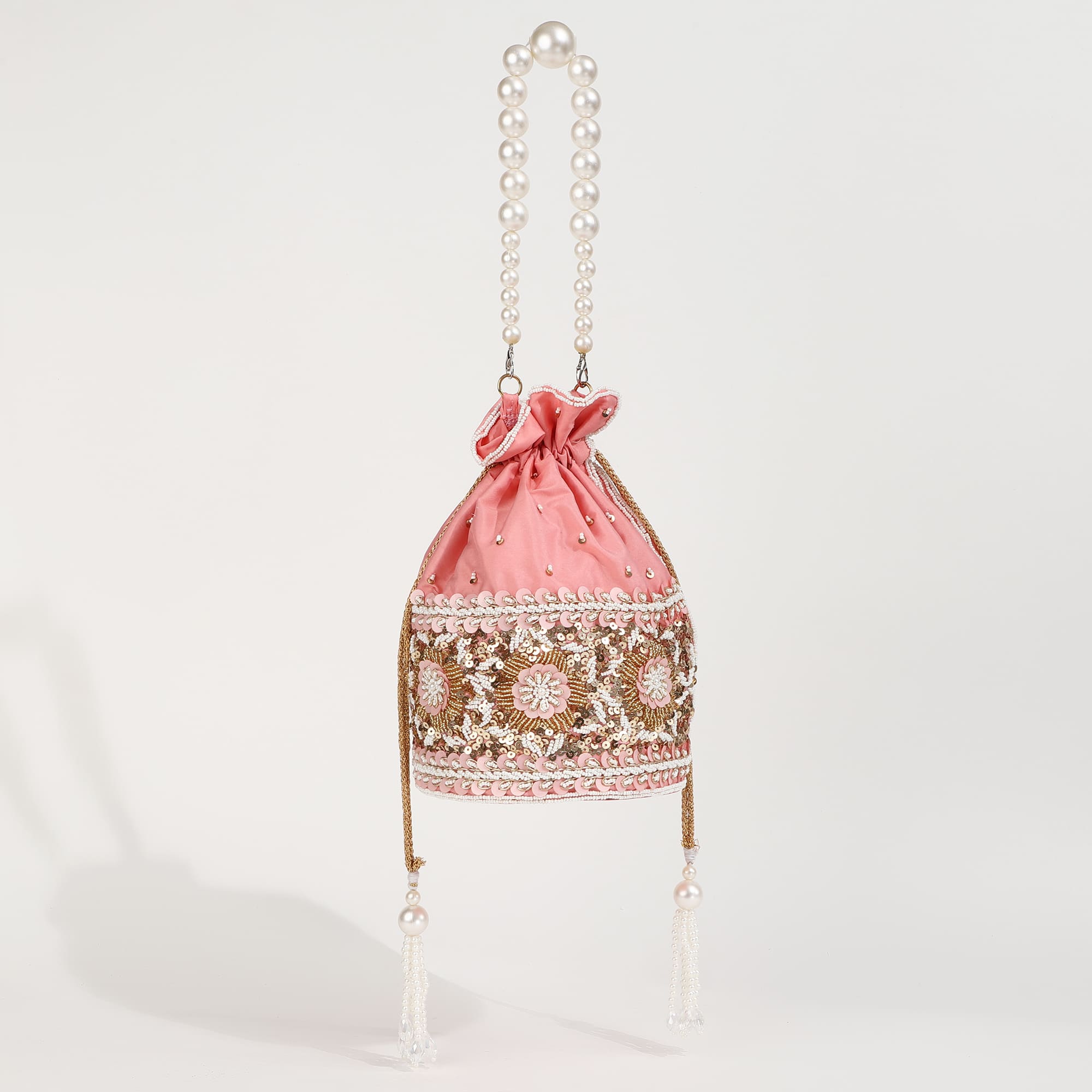 THE TAN CLAN Ama Potli Bag with Pearl Handle