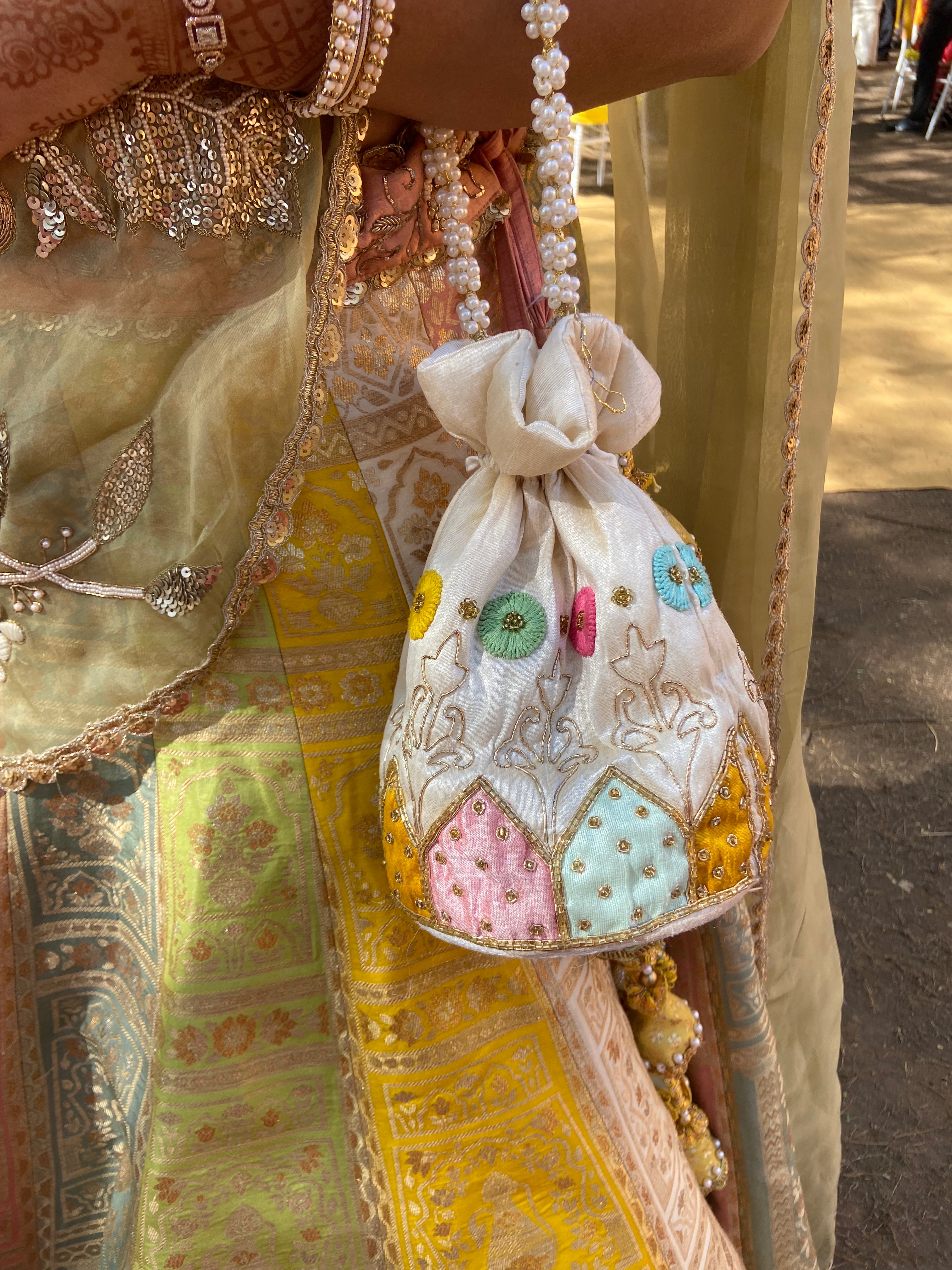 Appliquè Pastel Potli Bag