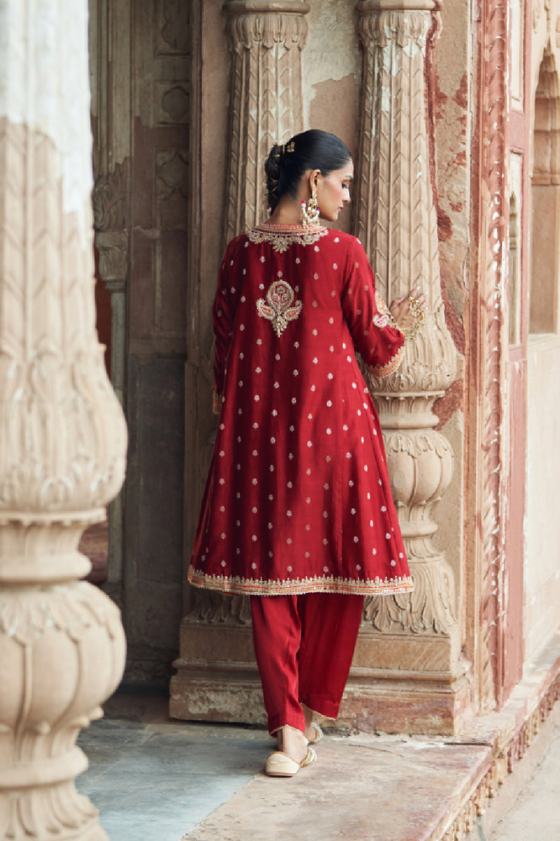 INAAYAT - DEEP RED CHAUGA WITH SALWAR
