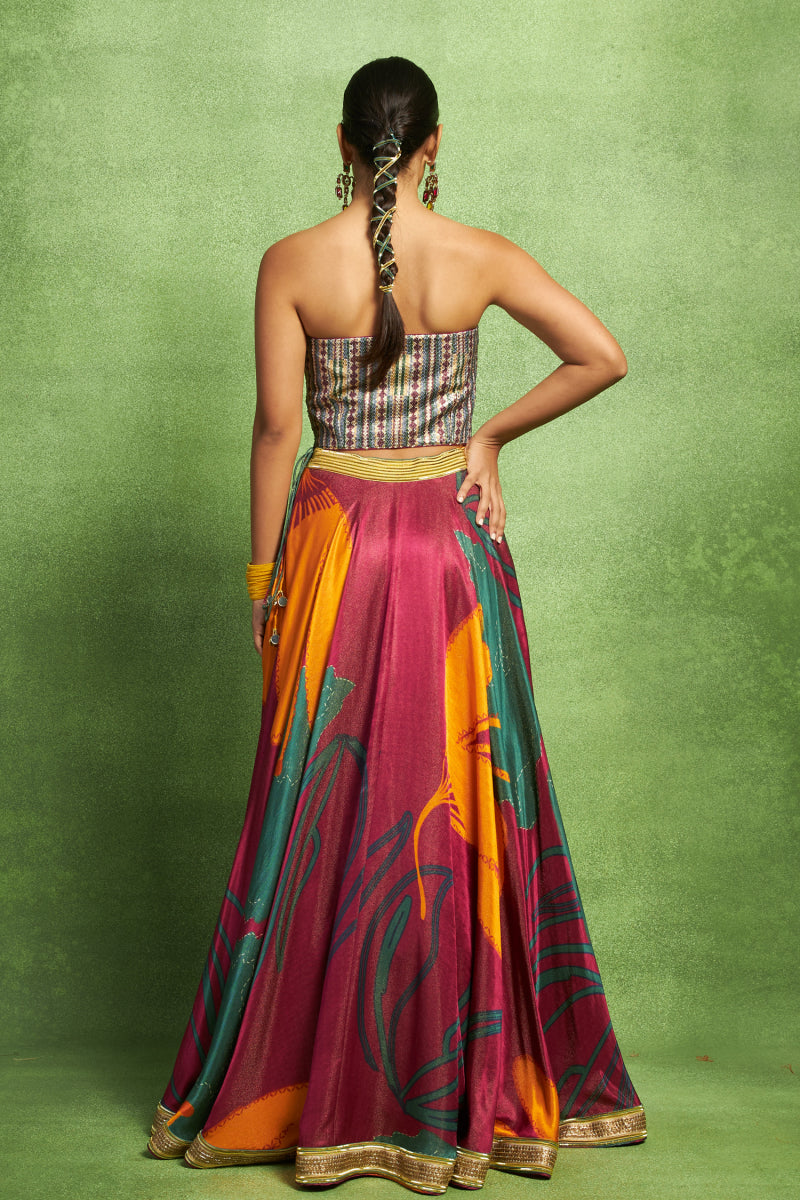 Purple Floral Printed Lehenga Set