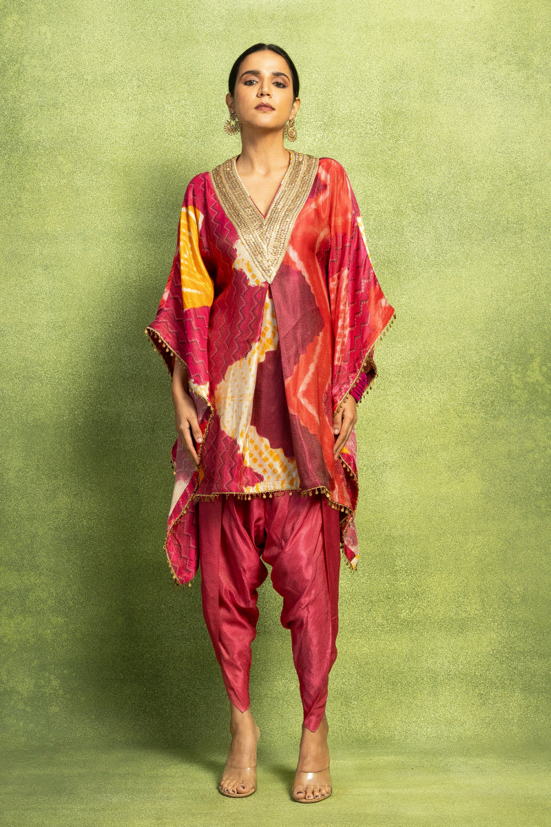 Pink Hand Embroidered Dhoti Pant Set