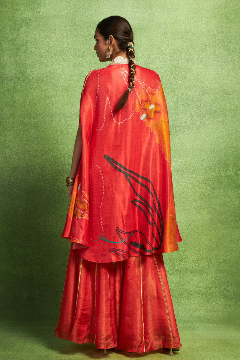 Asymmetric Jacket Set with Sharara Pants