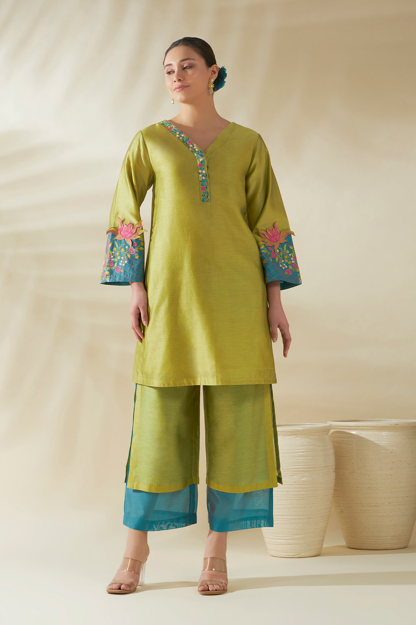 ORIGANI Green Tulip Tunic Set
