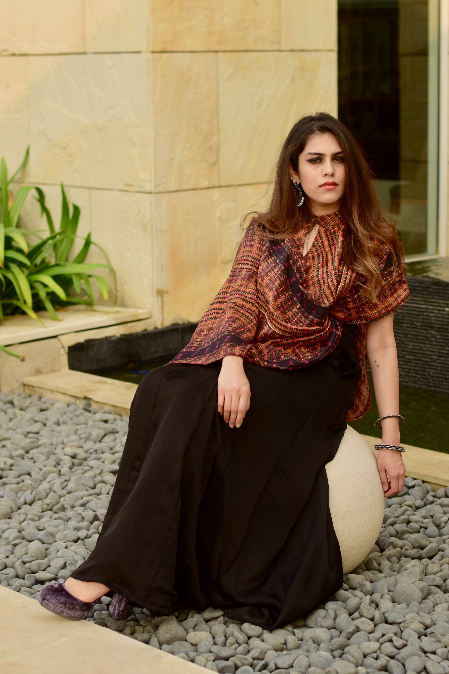 Printed Drape Dupatta With A Kalidar Skirt