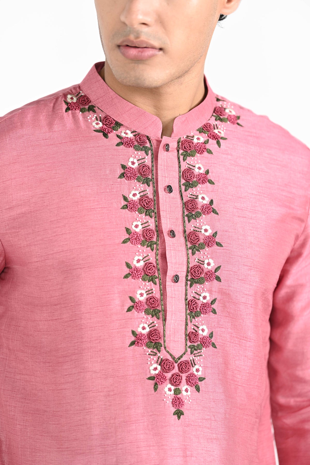 Salmon Pink Work Kurta Set