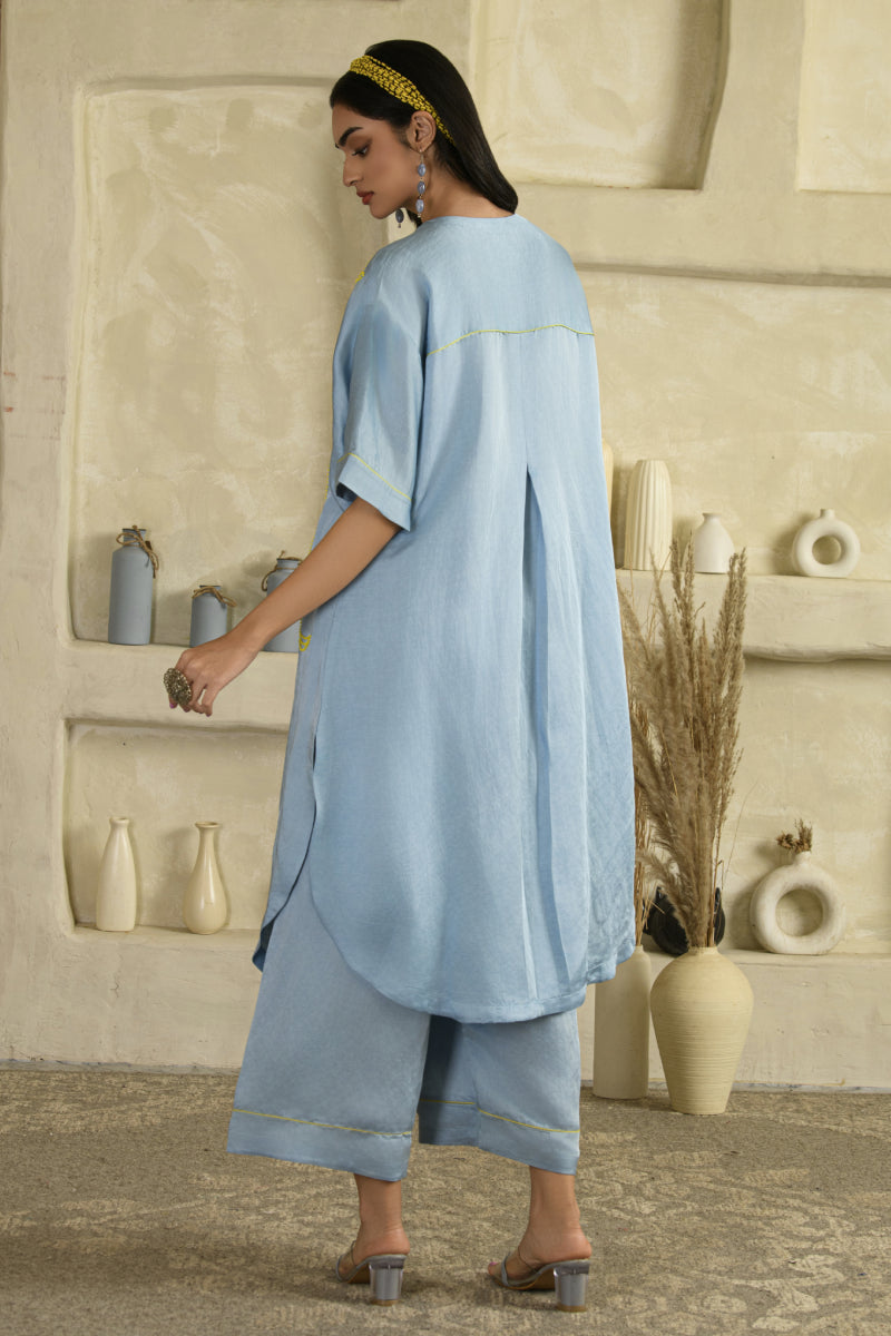 Rangrasiya Long Coord Set - Aasmani Blue