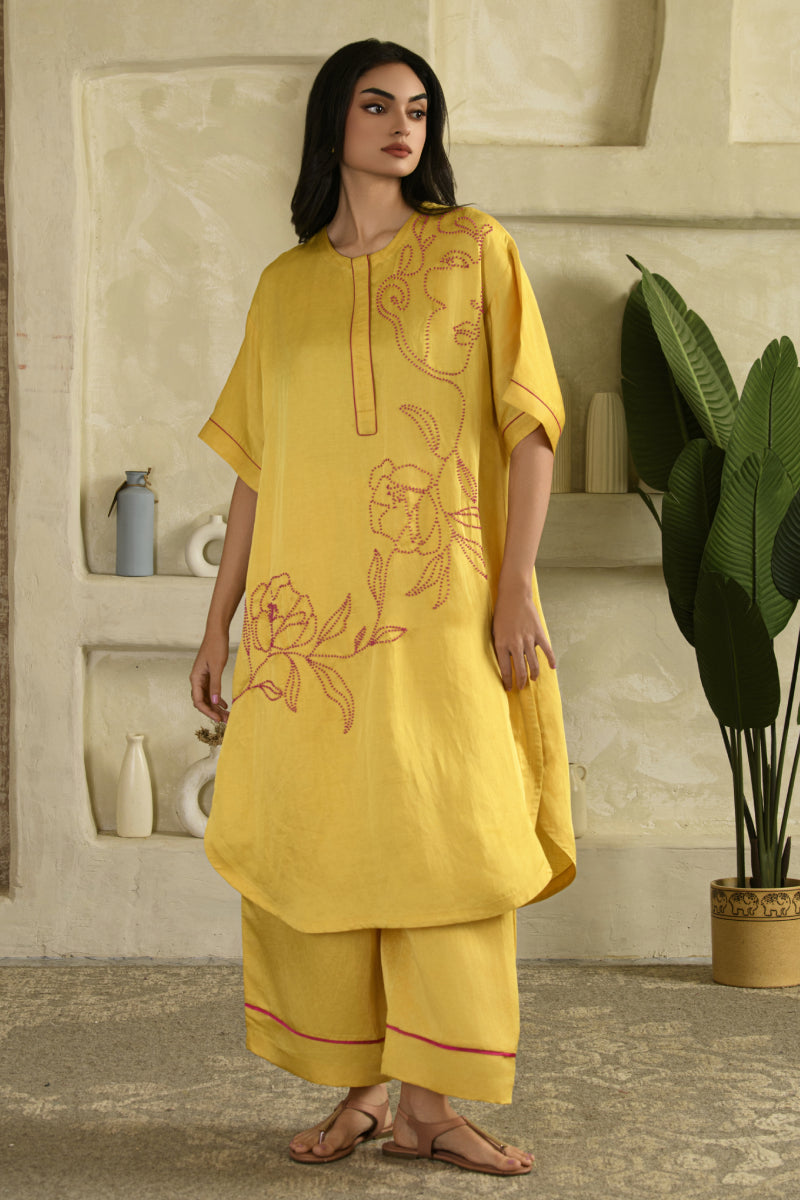 Rangrasiya Long Coord Set - Surajmukhi Yellow