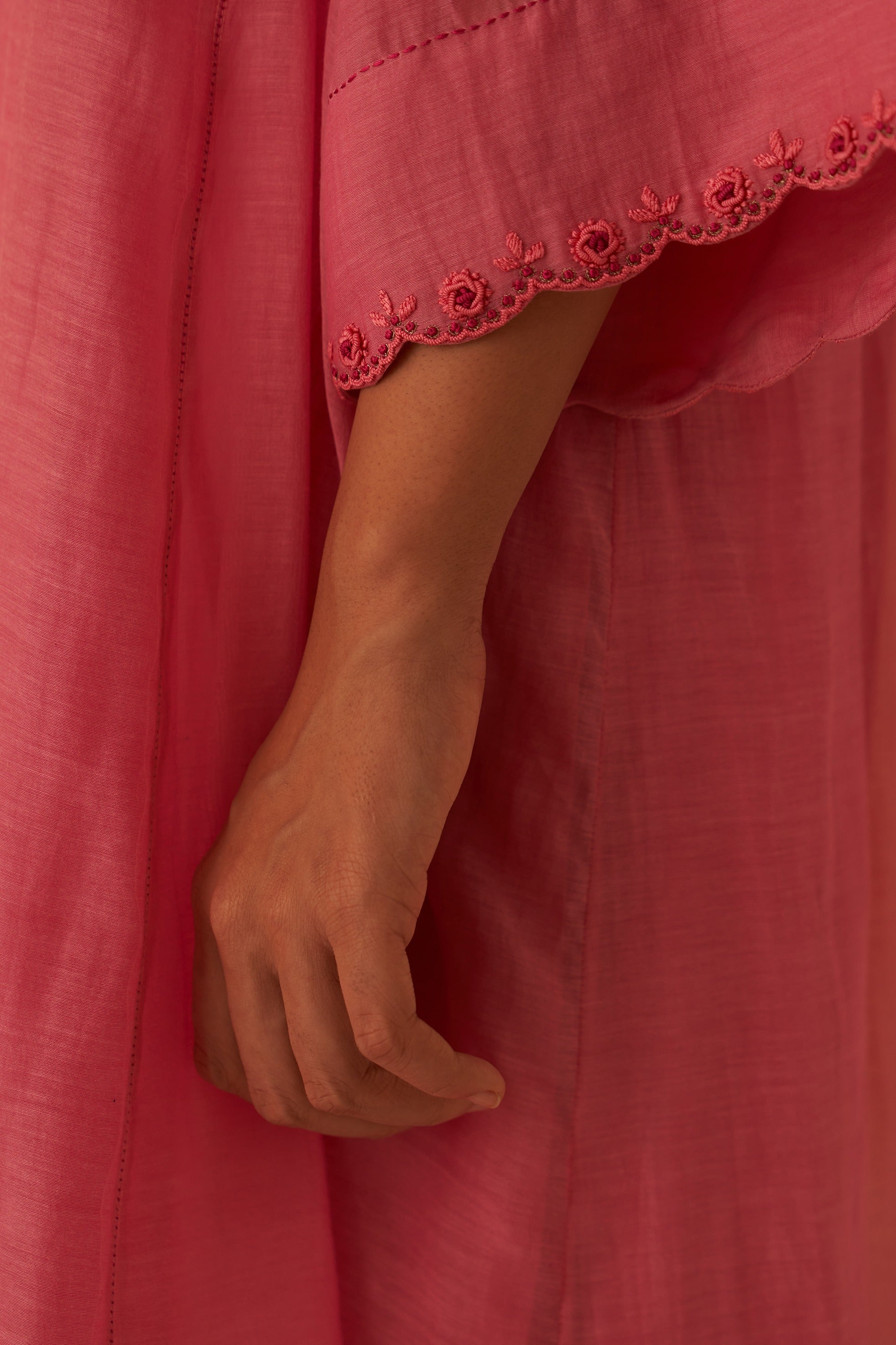 Pink Chanderi Bullion Work Kurta Set