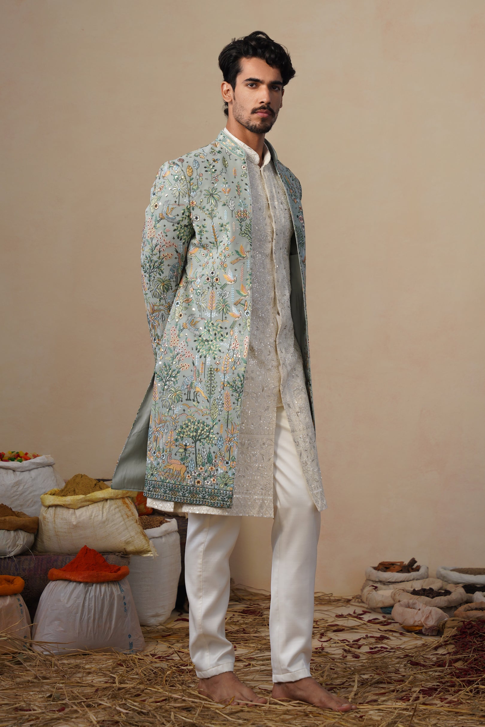 PARIND GREEN INDOWESTERN SET