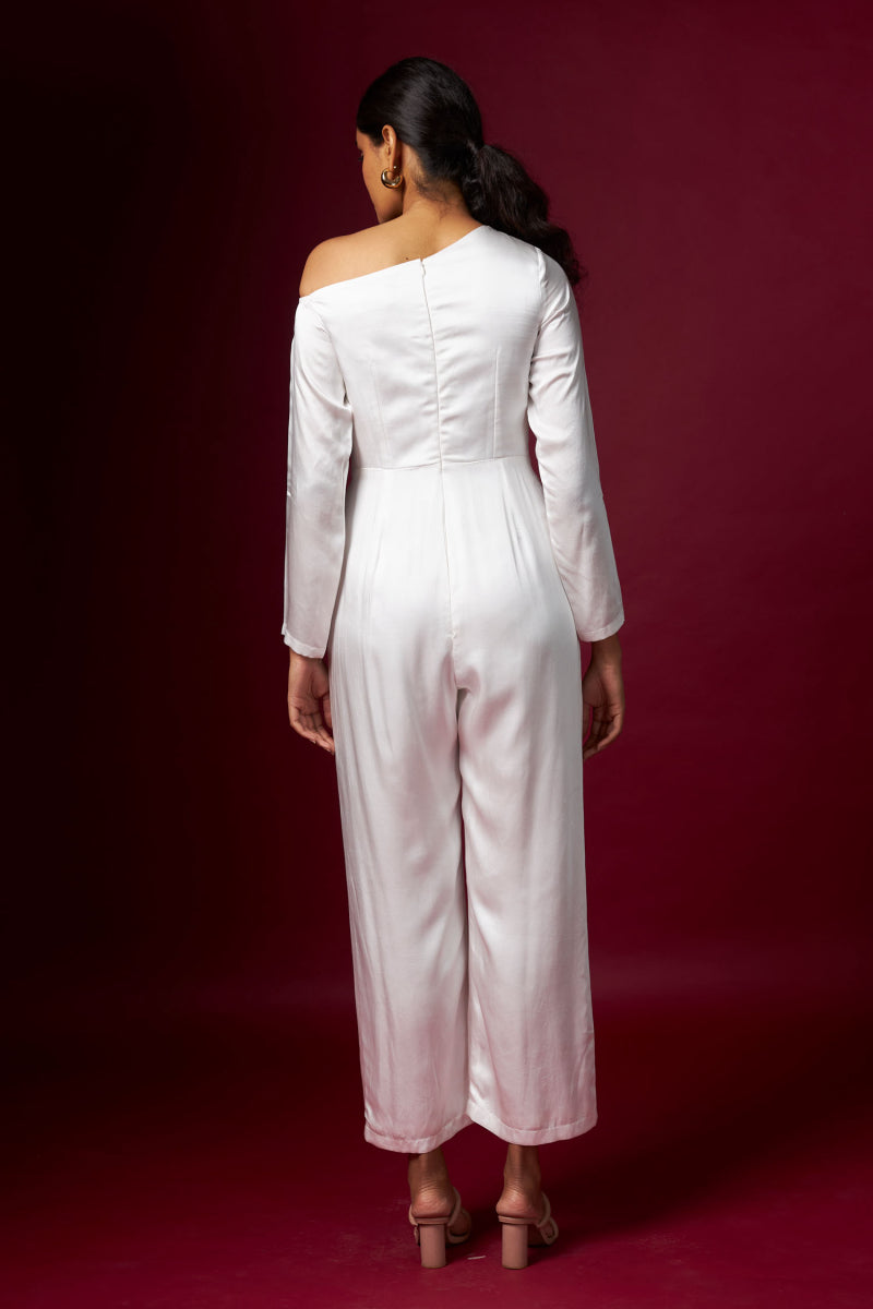 Classic White Drop Shoulder Jumpsuit