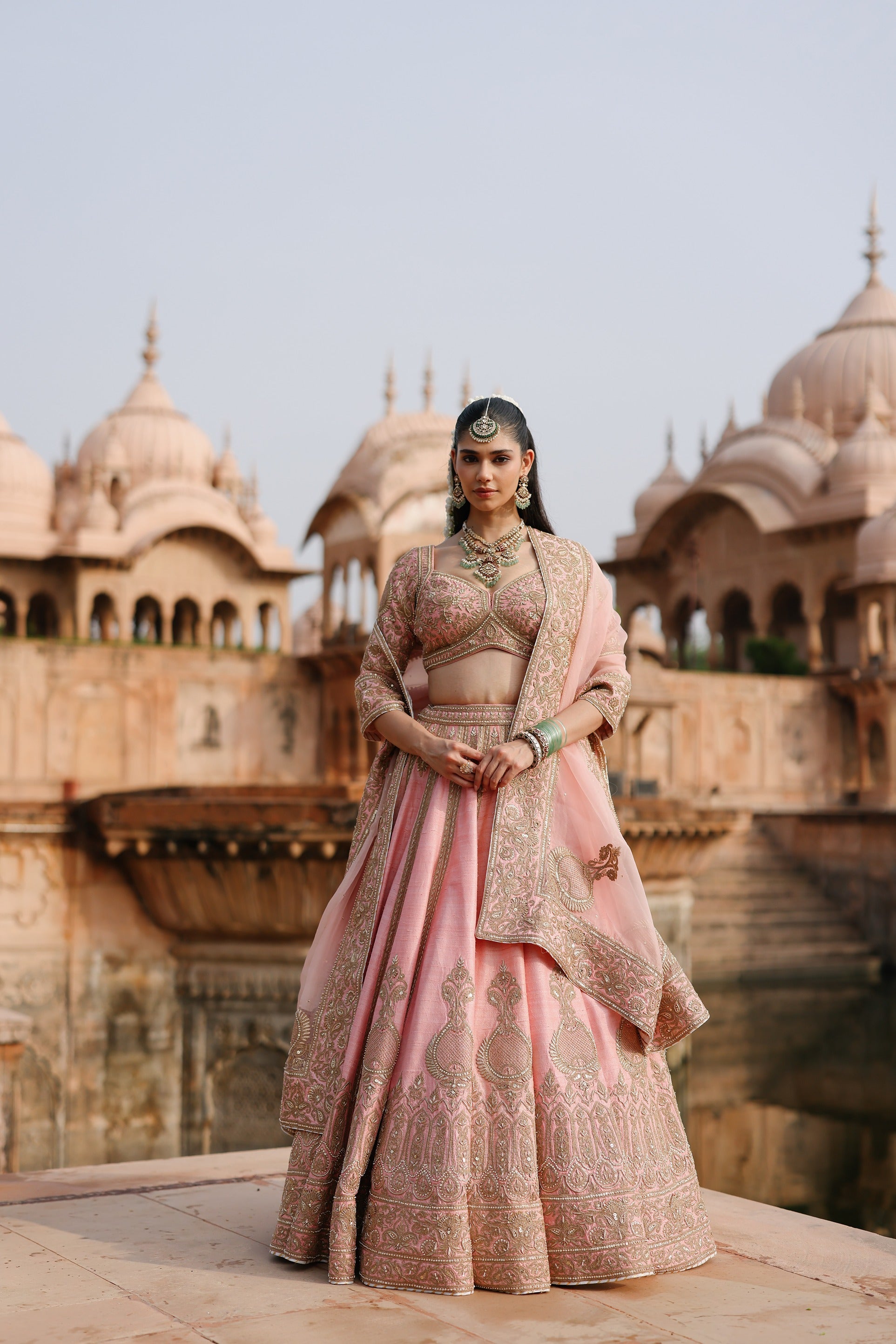 Jannah - Pink Lehenga Set with Blouse & Dupatta