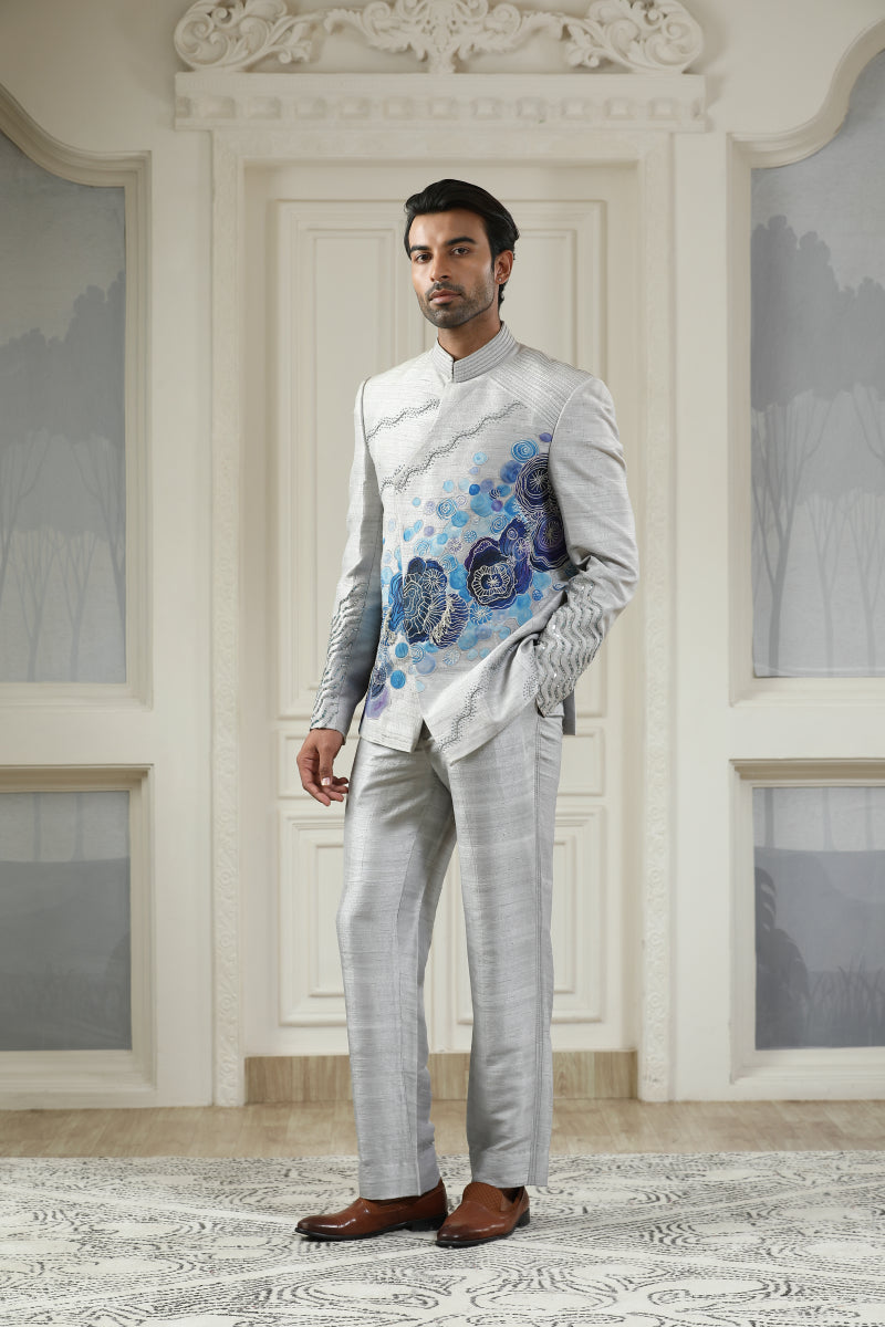 Samudra Handpainted Embroidered Bandhgala Set