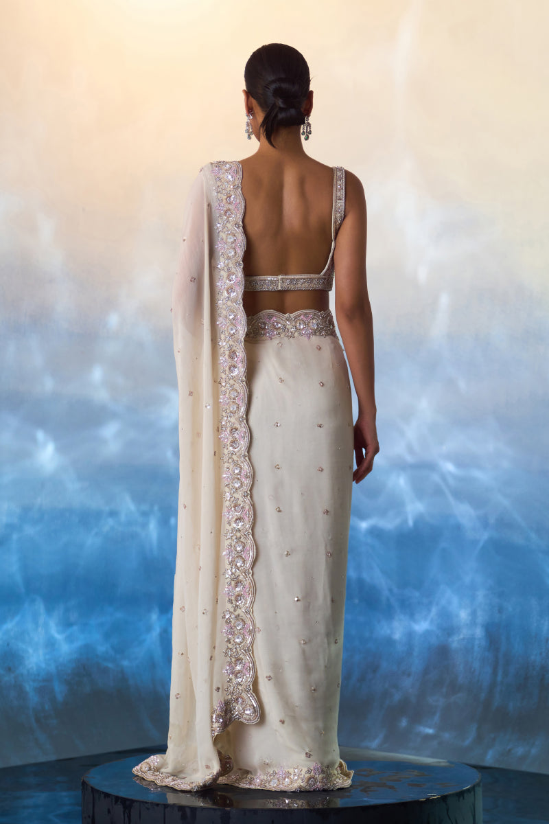 Ivory Geor. Saree