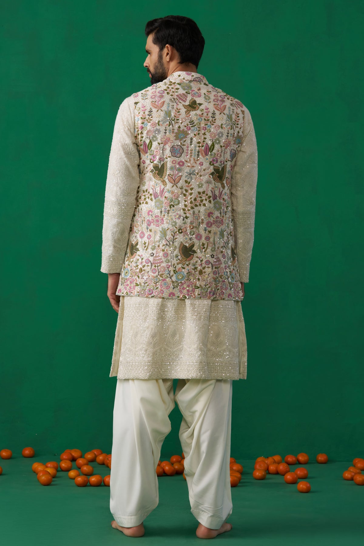 POOLPANKH IVORY KURTA JACKET SET