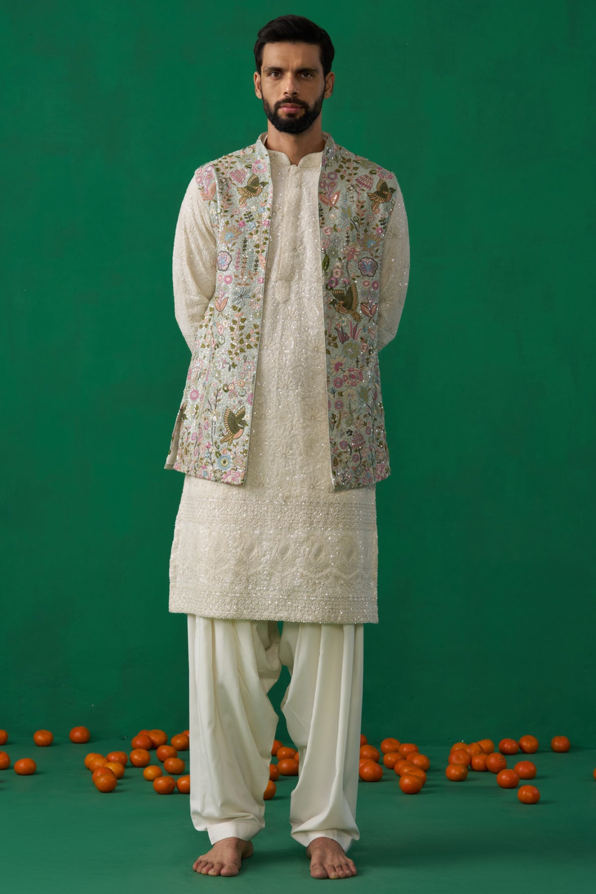 POOLPANKH SKYBLUE KURTA JACKET SET