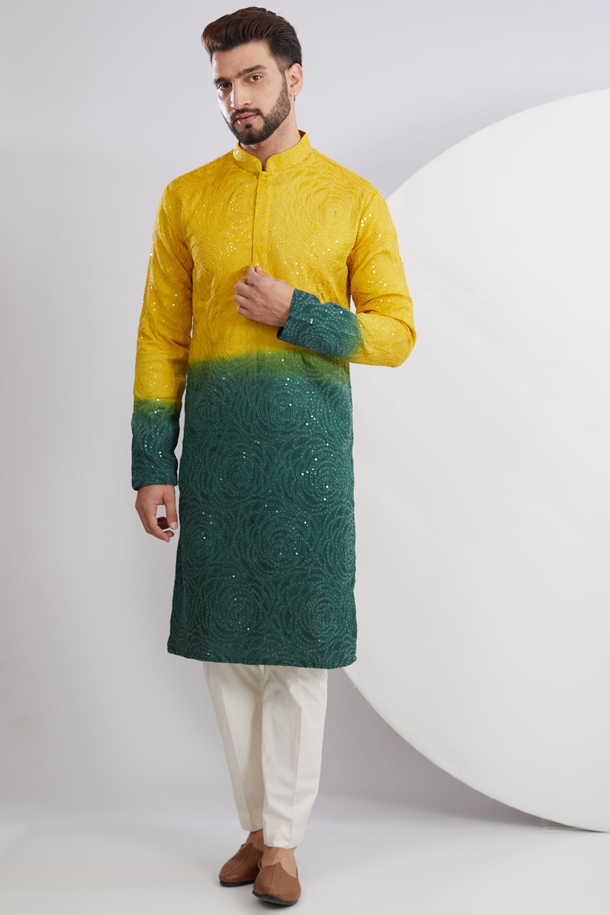 Yellow Green Ombre Kurta