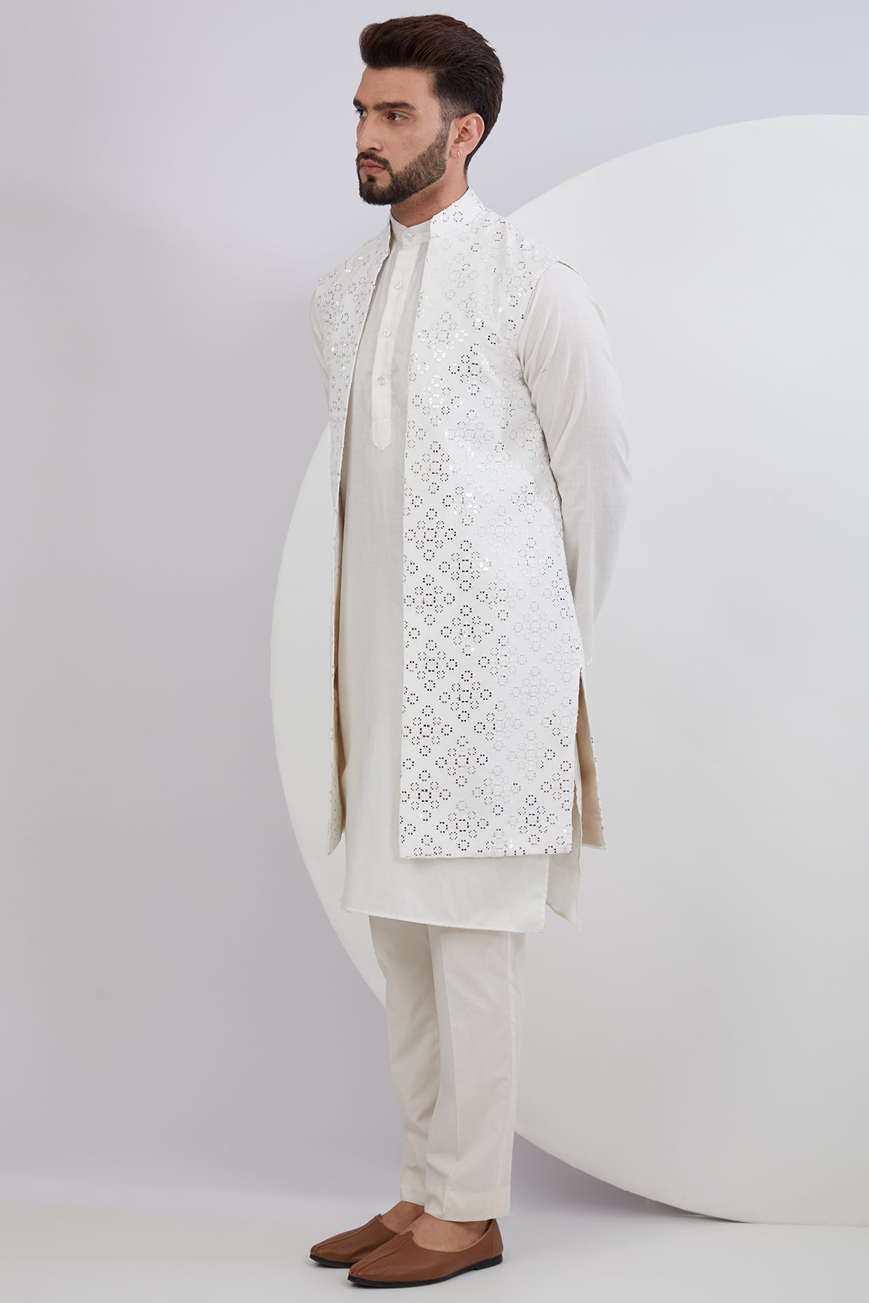 Classic Mirrorwork Long Open Shrug