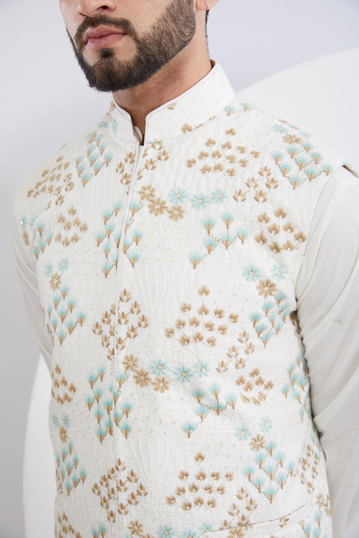 Floral Embroidered Nehru Jacket
