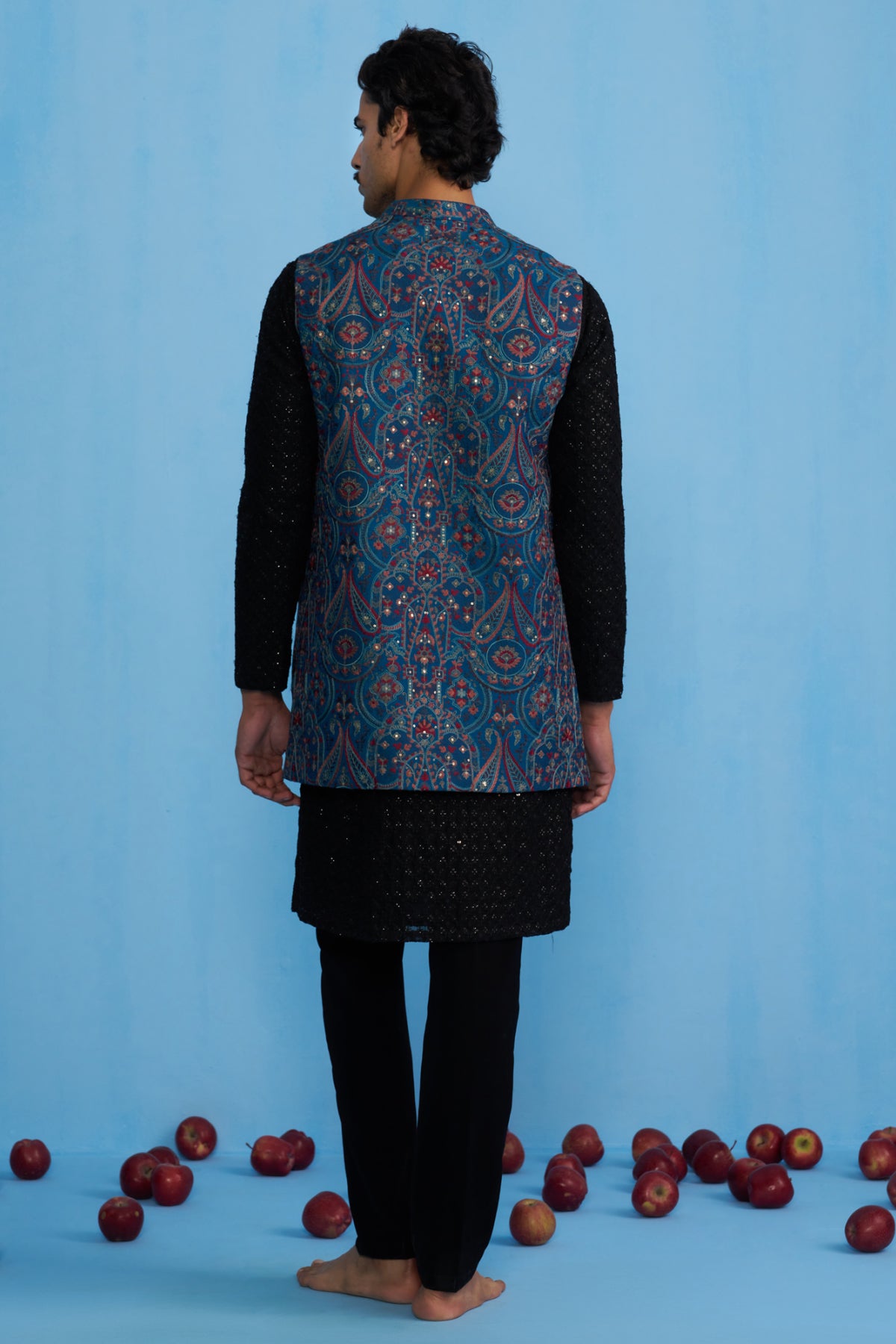 KASHMIRI BLUE KURTA JACKET SET