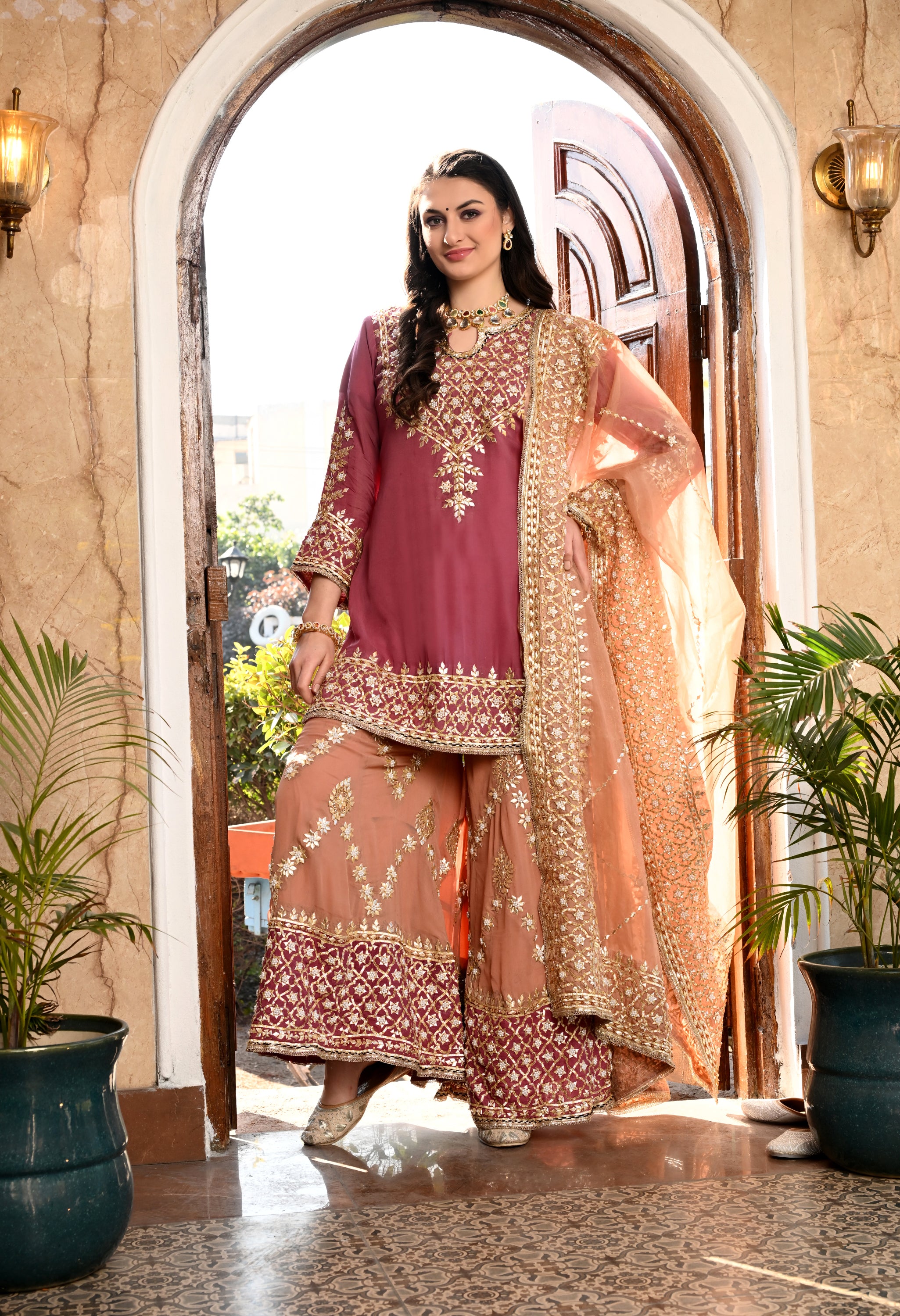 Brown Sharara Set