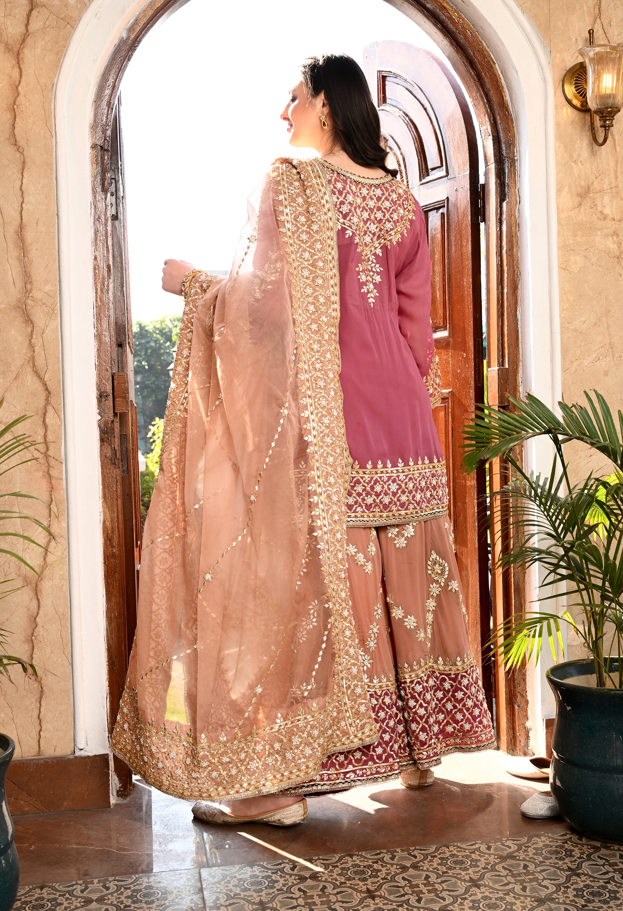 Brown Sharara Set