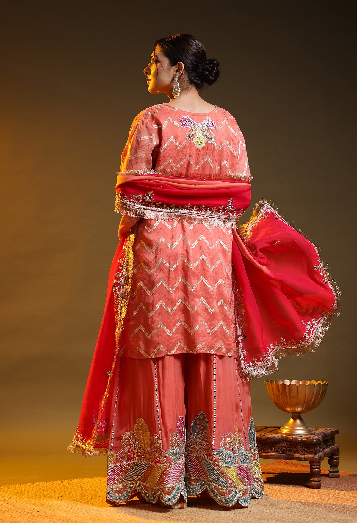 Red Sharara Set