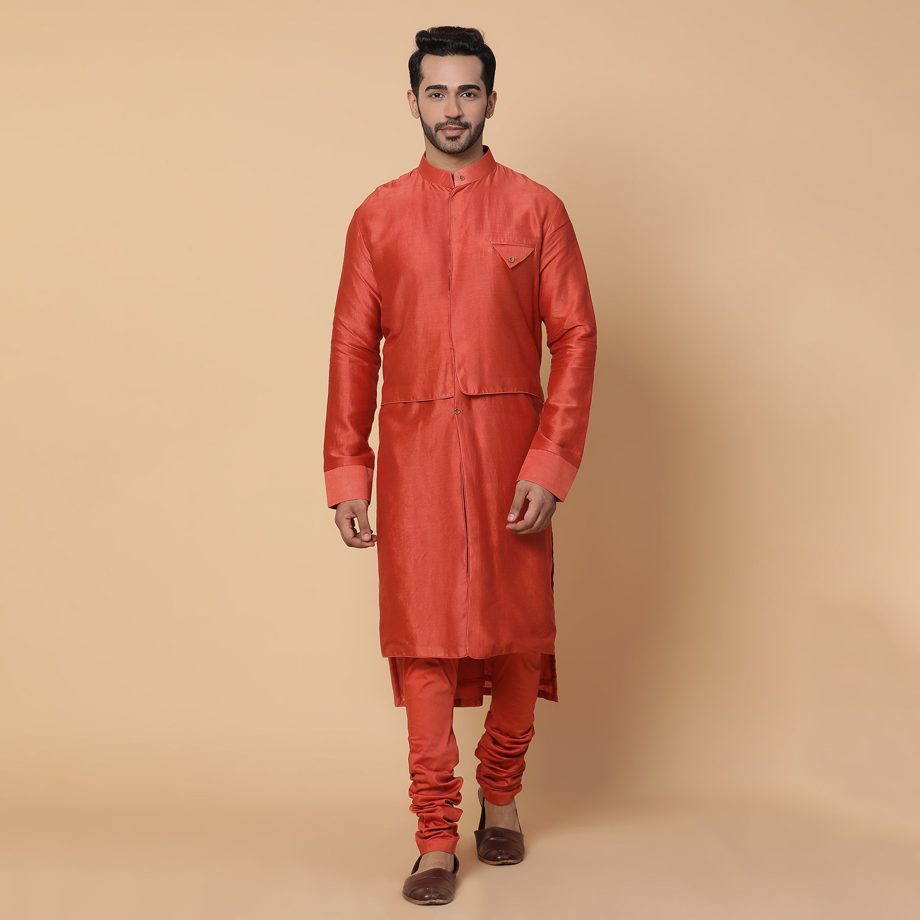 Orange Mud Chanderi Kurta Set