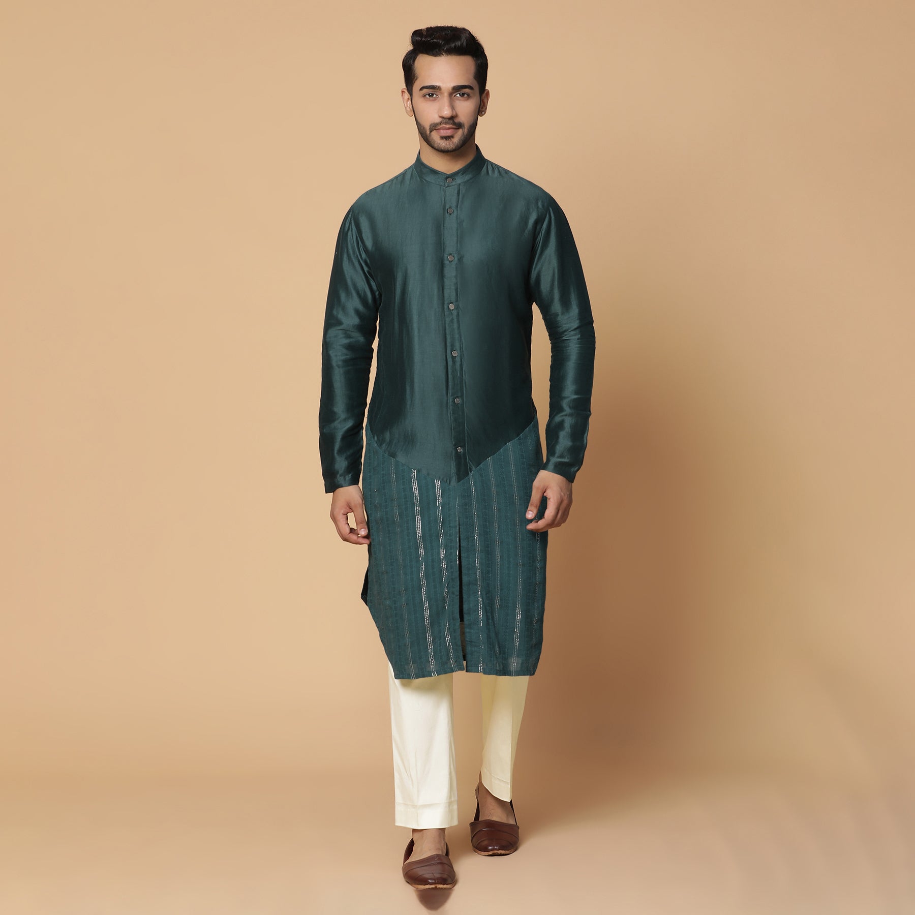 Green Half And Half Kurta Set