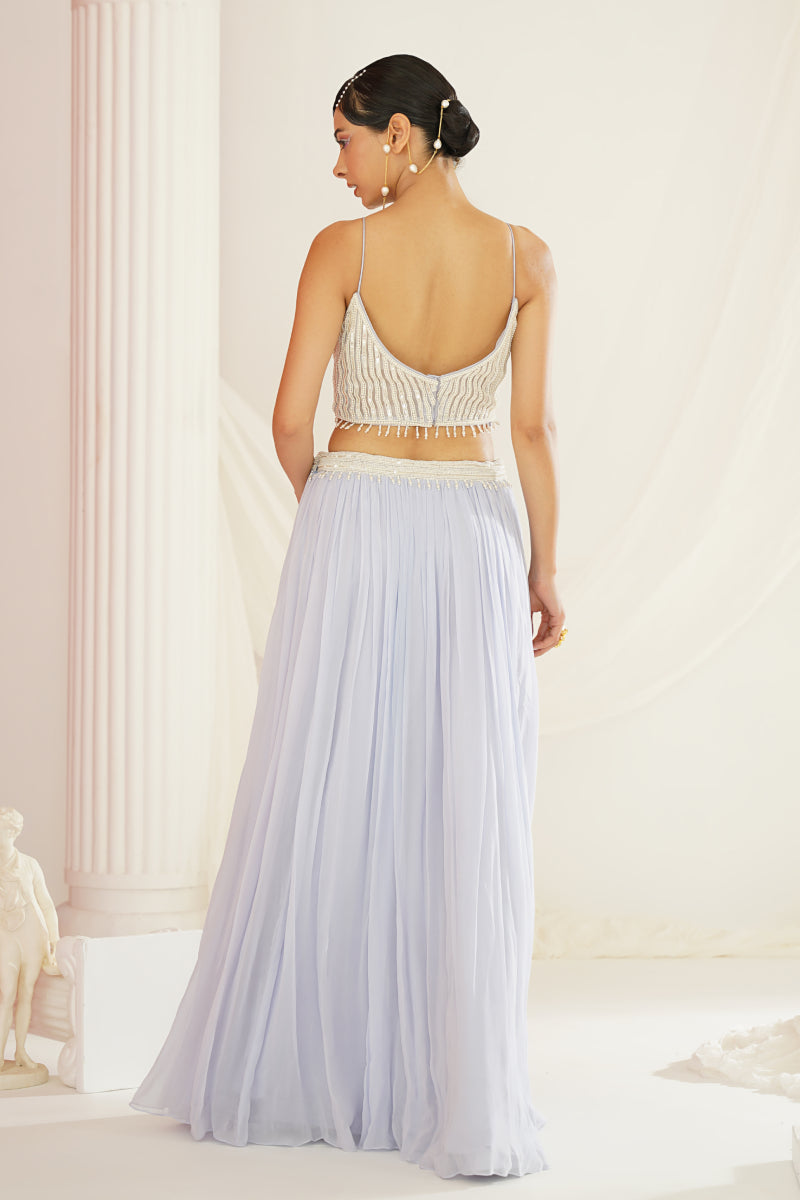 Powder Blue Embroidered Lehenga Set
