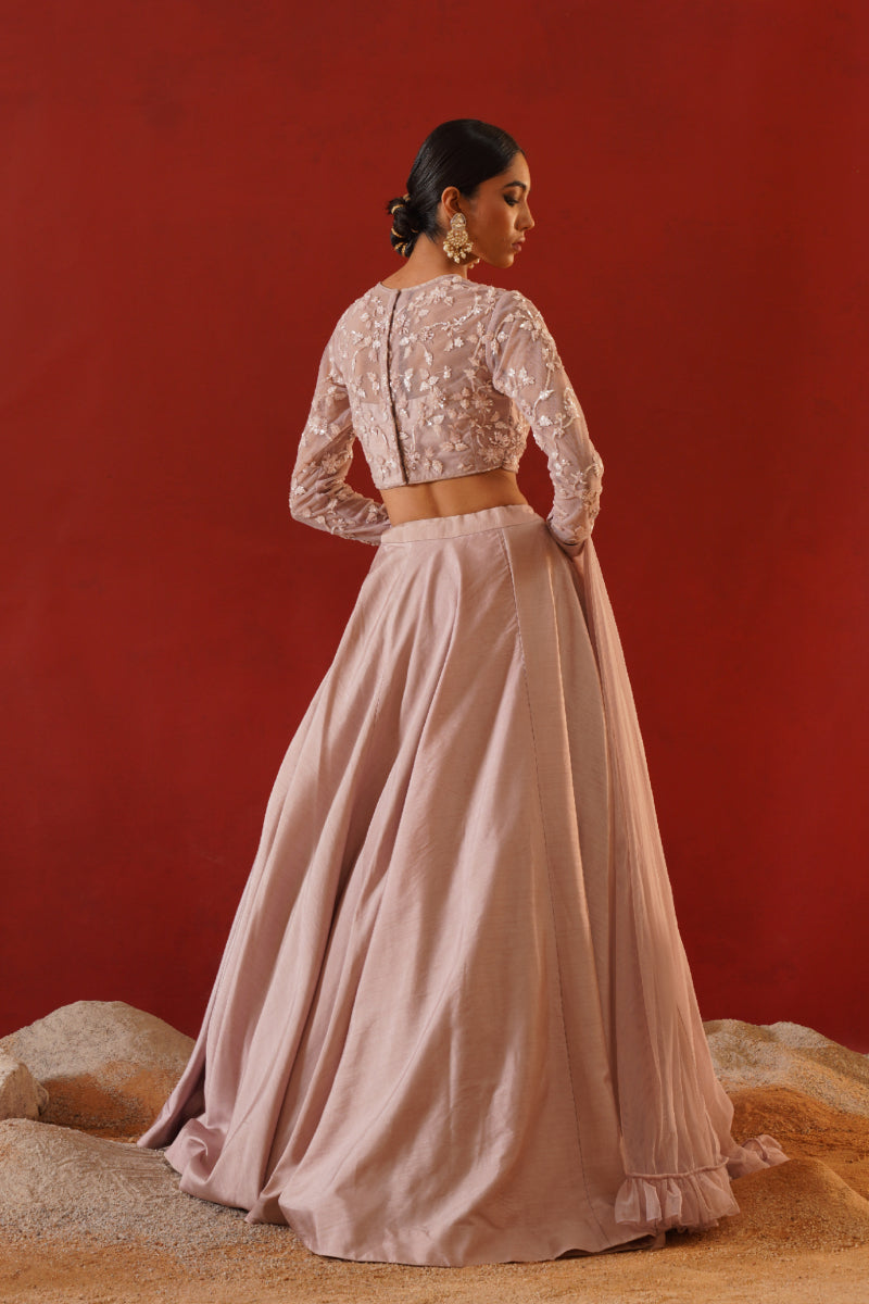 Blush Pink Dupion Silk Lehenga Choli Set