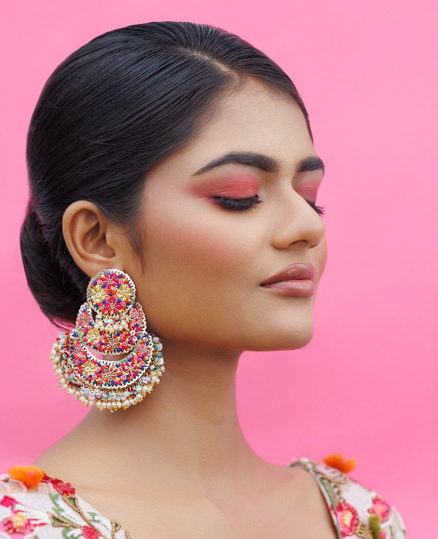 Lunar Earrings With Floral Beauty