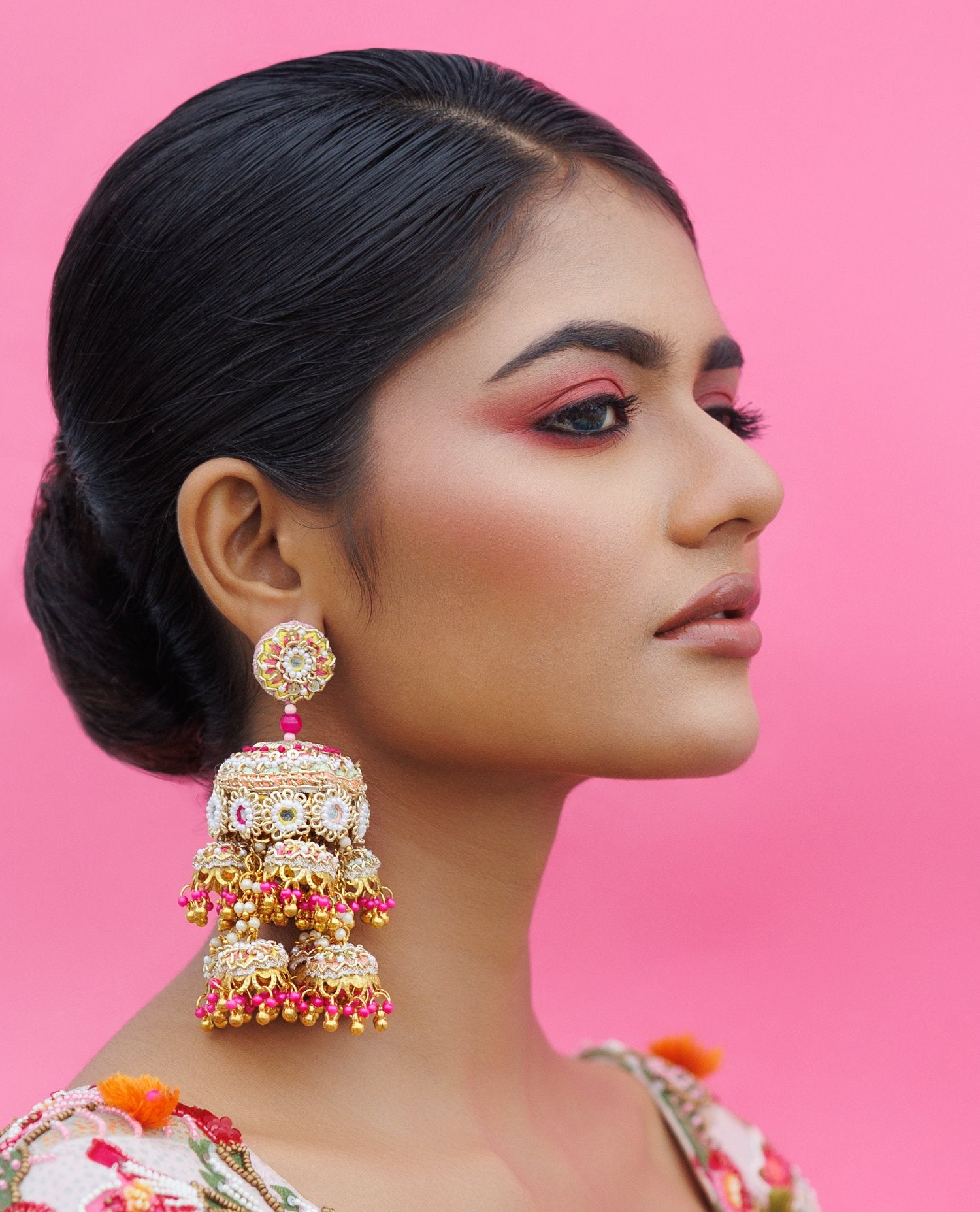 Celestial Cascade Jhumka With Latkans